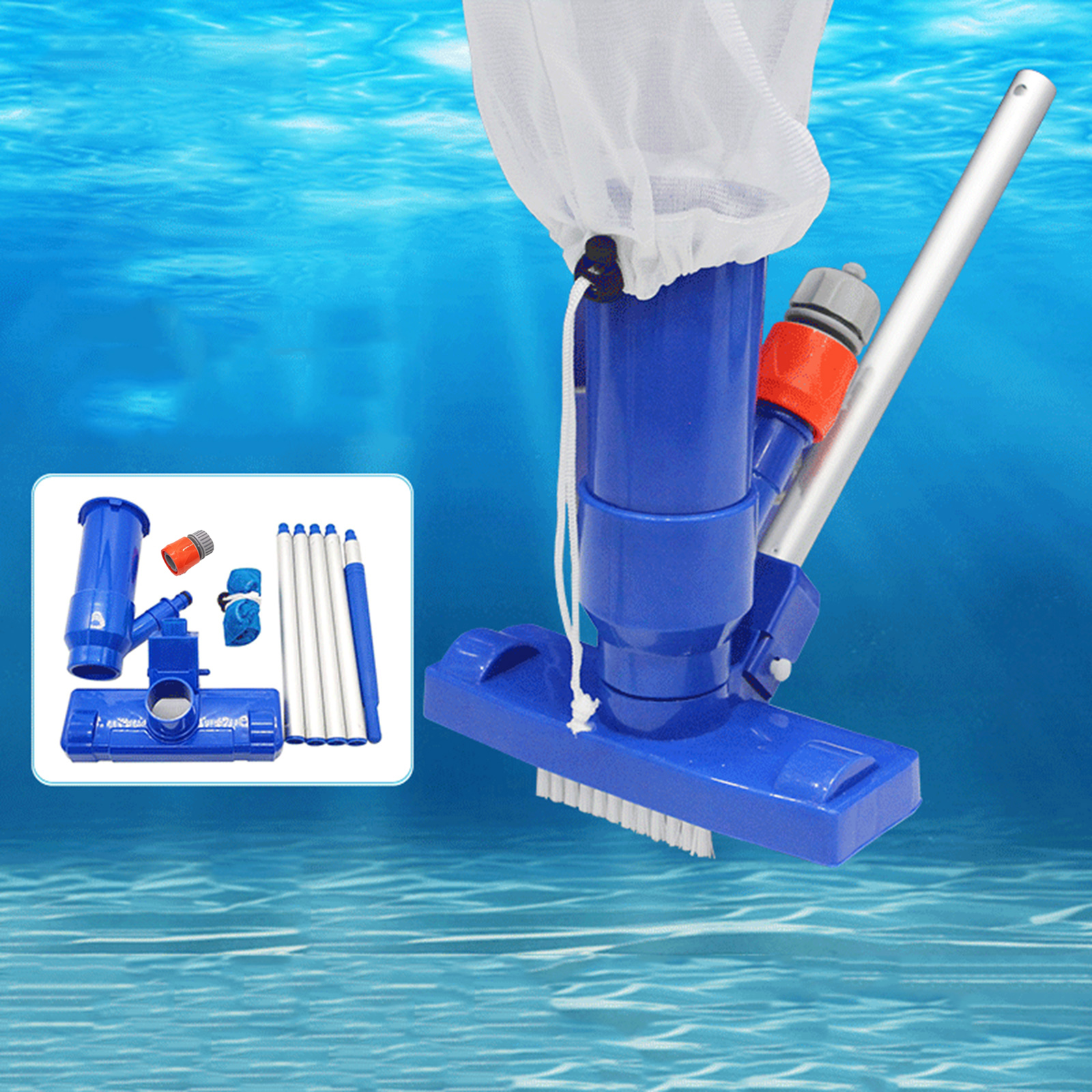 Pool Vacuum Head Kit with A Filter Bag Pool Jet Cleaner for Ground Swimming Pools Fountain Cleaning Supplies US Plug