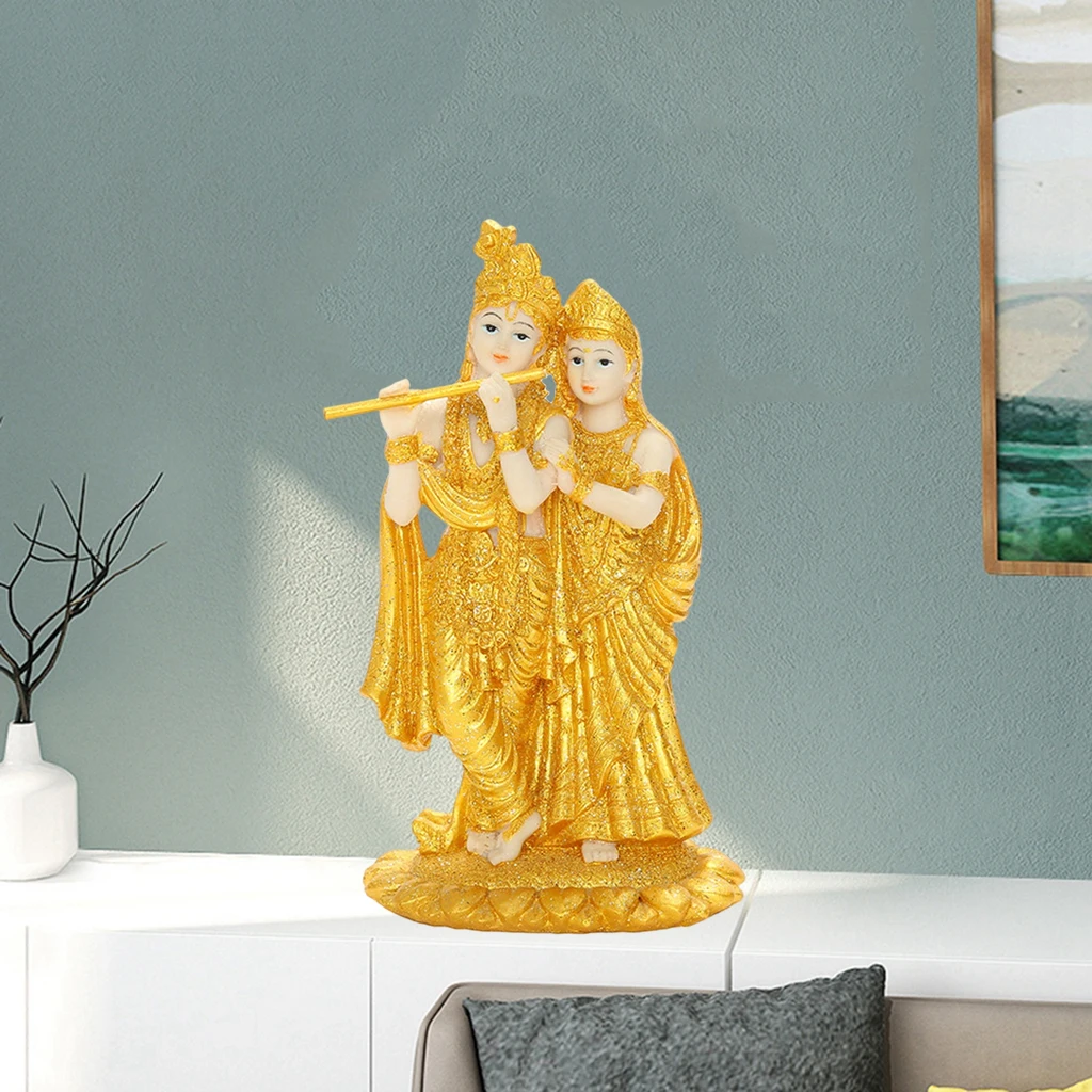 Radha and Krishna Buddha Statue Figurine Hindu God Goddess Deity Decor