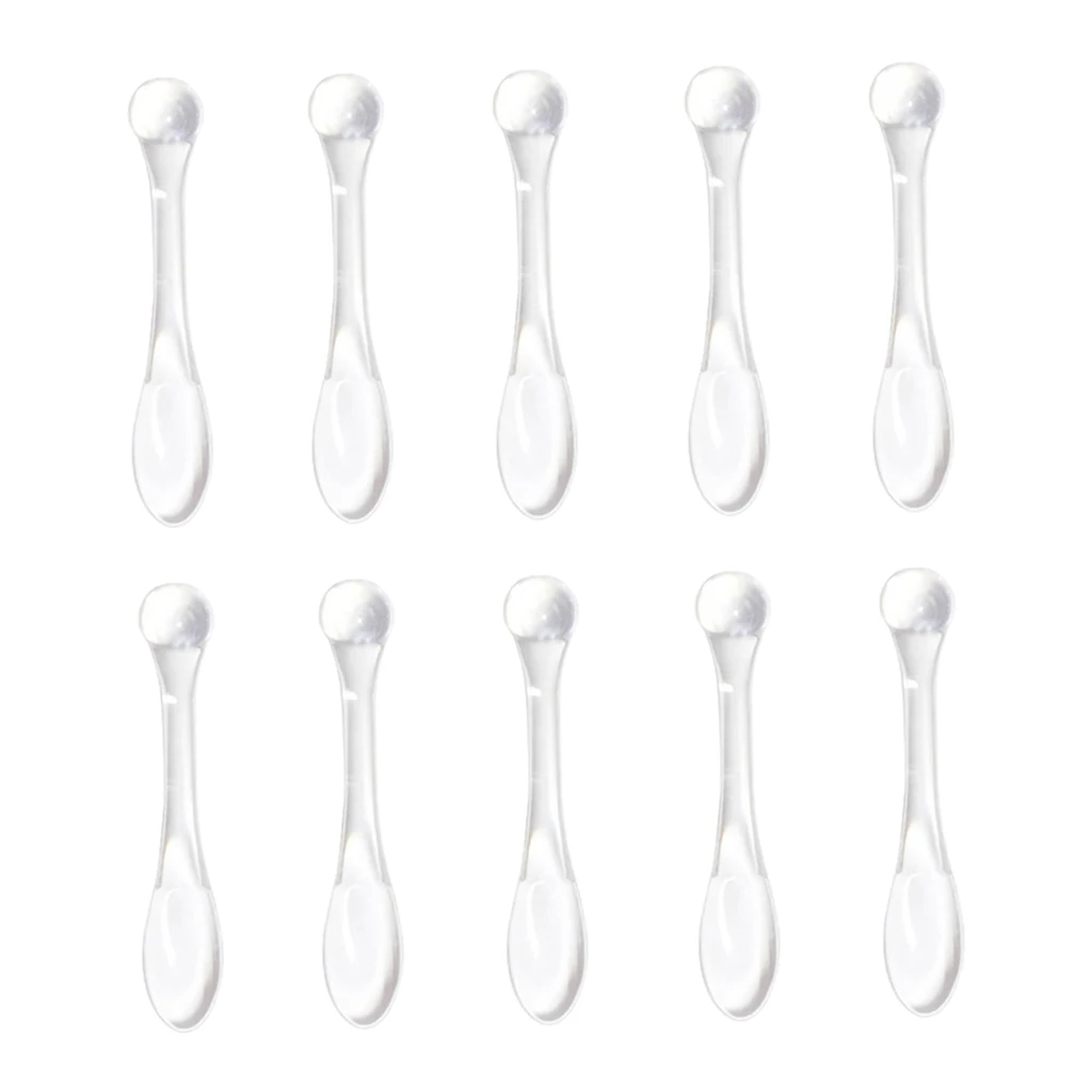 10Pcs Mini Cosmetic Spatula Mixing Sampling Facial Cream  Spoon Clear