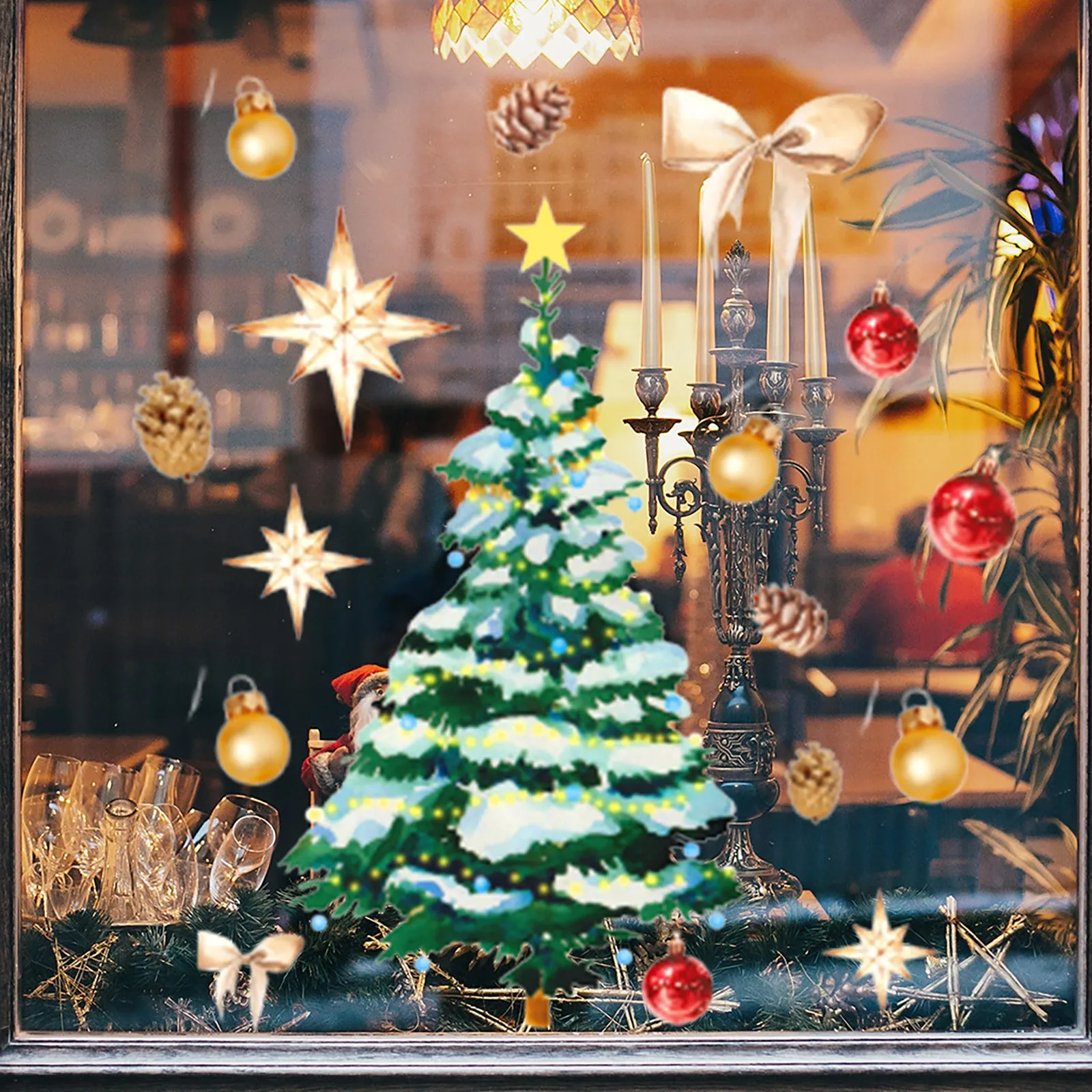 Christmas Window Wall Sticker Decals Snowflake Santa Claus Tree Home Xmas Decor 