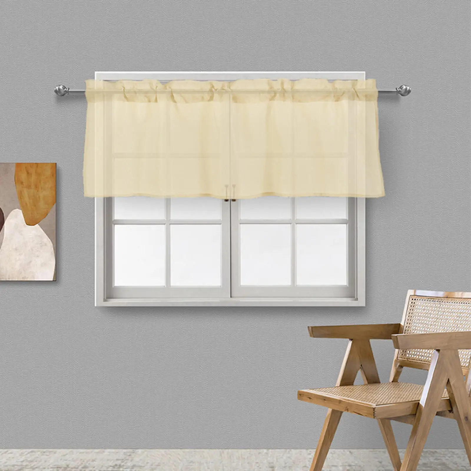 Soft Valances Rod Drapes Polyester for Balconies Bedroom Bathroom