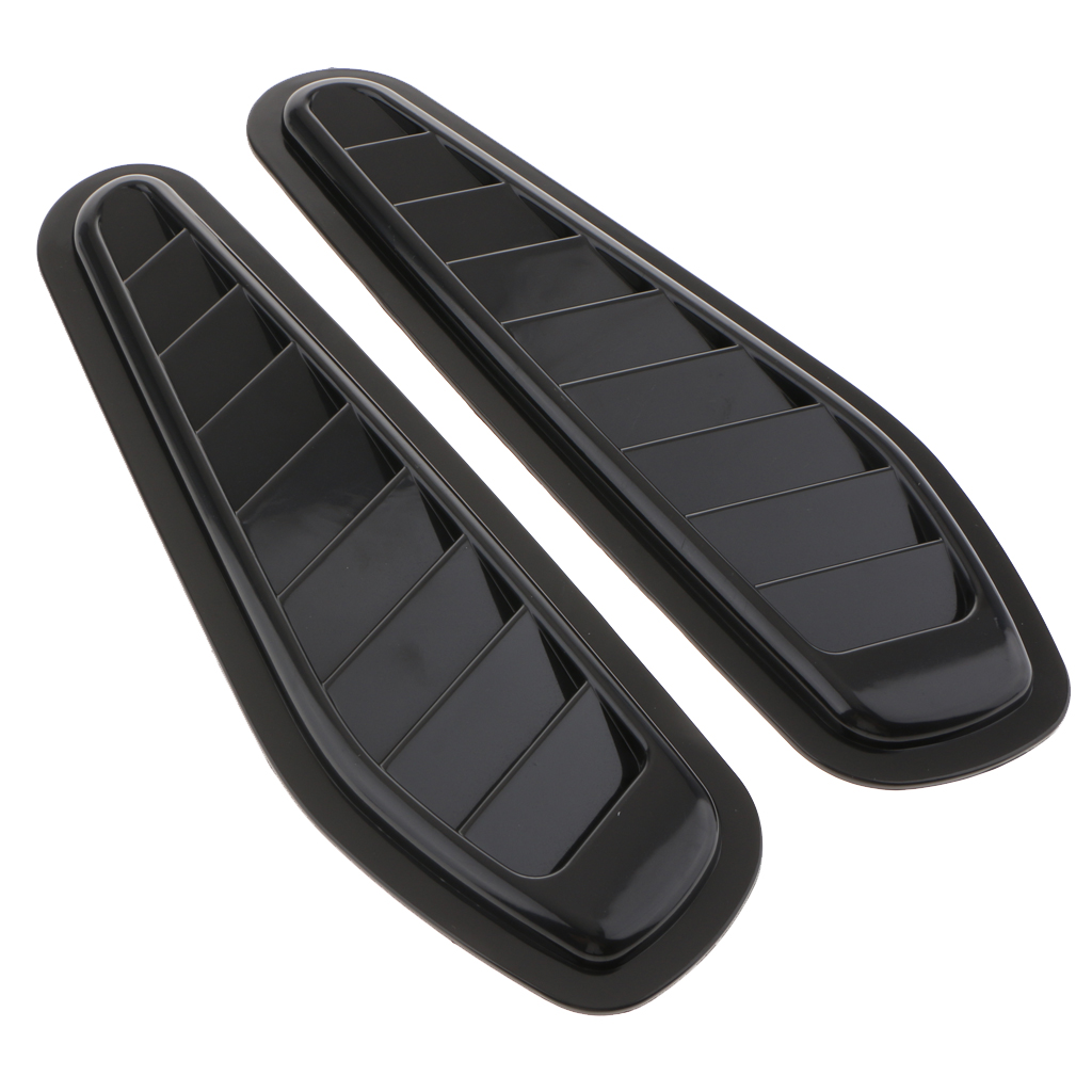 2Pcs Car Decorative Stylish Turbo Bonnet Hood Side Vent Grille Cover Black