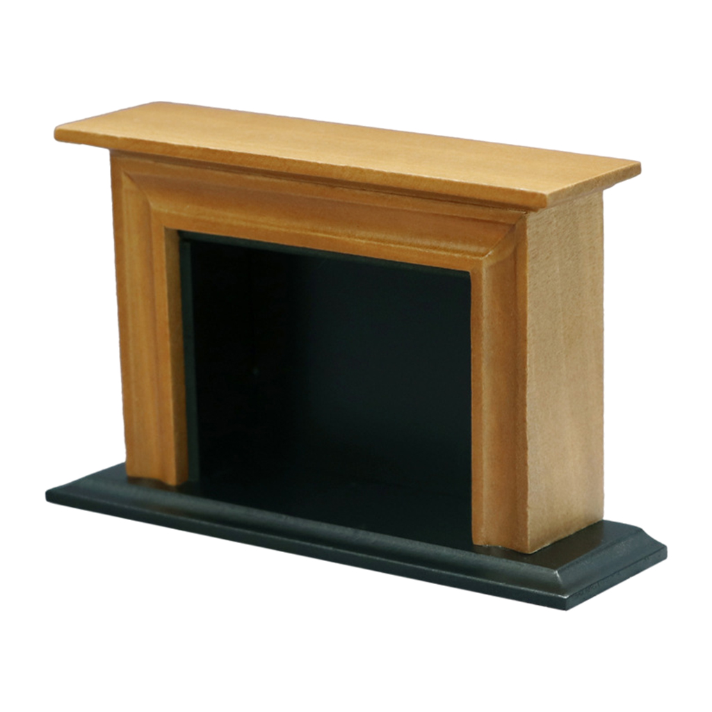 Dollhouse Decoration Accessories,1:12 Dollhouse Miniature Furniture Room Wooden Vintage Black Yellow Fireplace