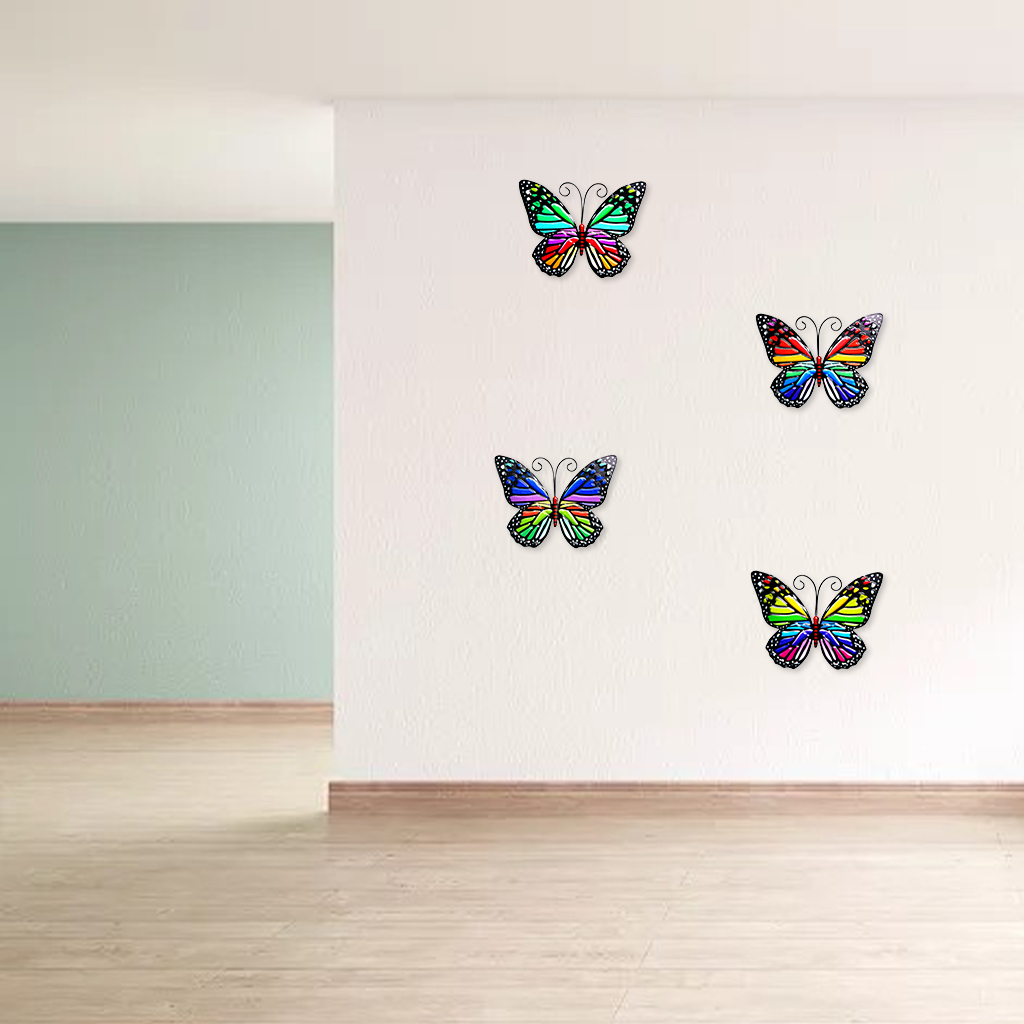 4x Butterfly Garden Wall Decor Yard Patio Fence Sculpture Hanging Decoration