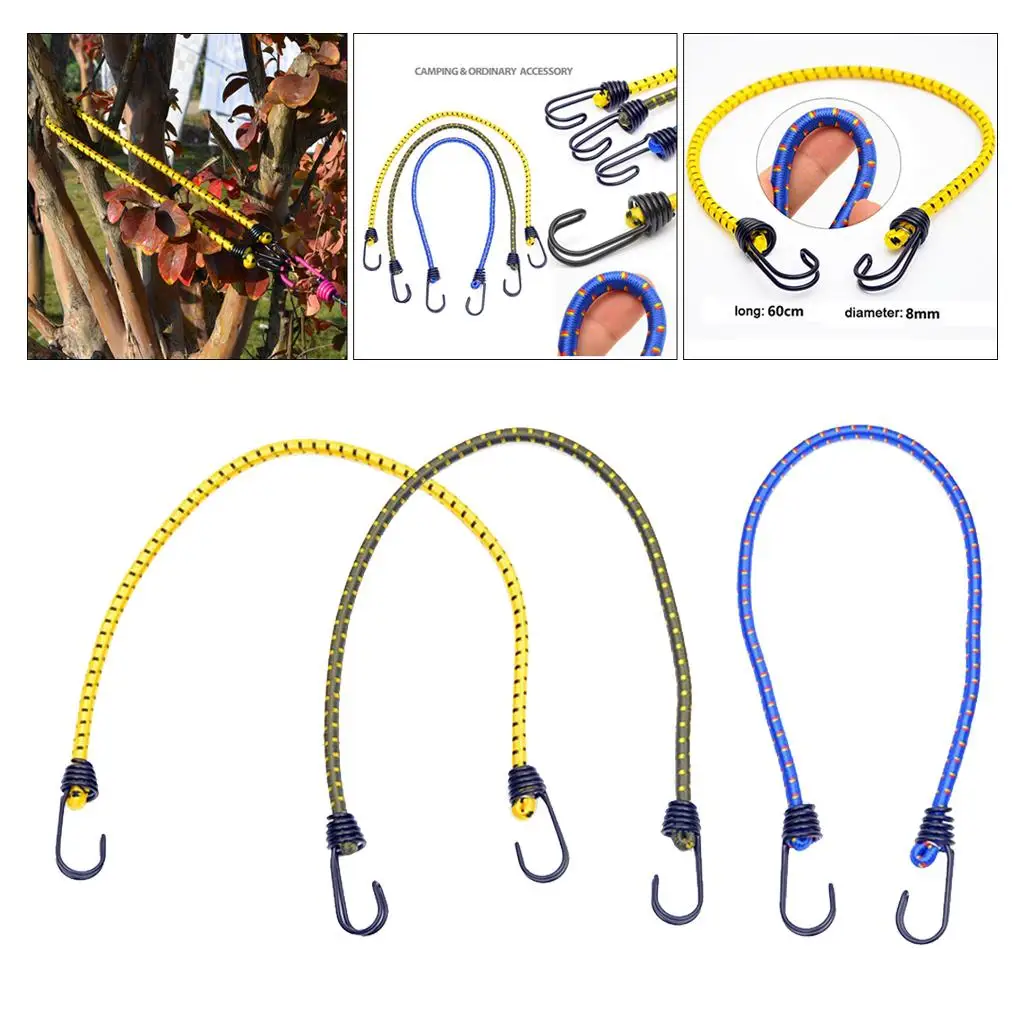 Tie Down Straps For Tents Luggage Camping RVs Cargo Tarp Kayak Boat Car Pack of 2 RIO Direct Elastic Bungee Cords with Carabiner Hooks 24 Heavy Duty Bungee Rope Straps Latex Lashing Straps 