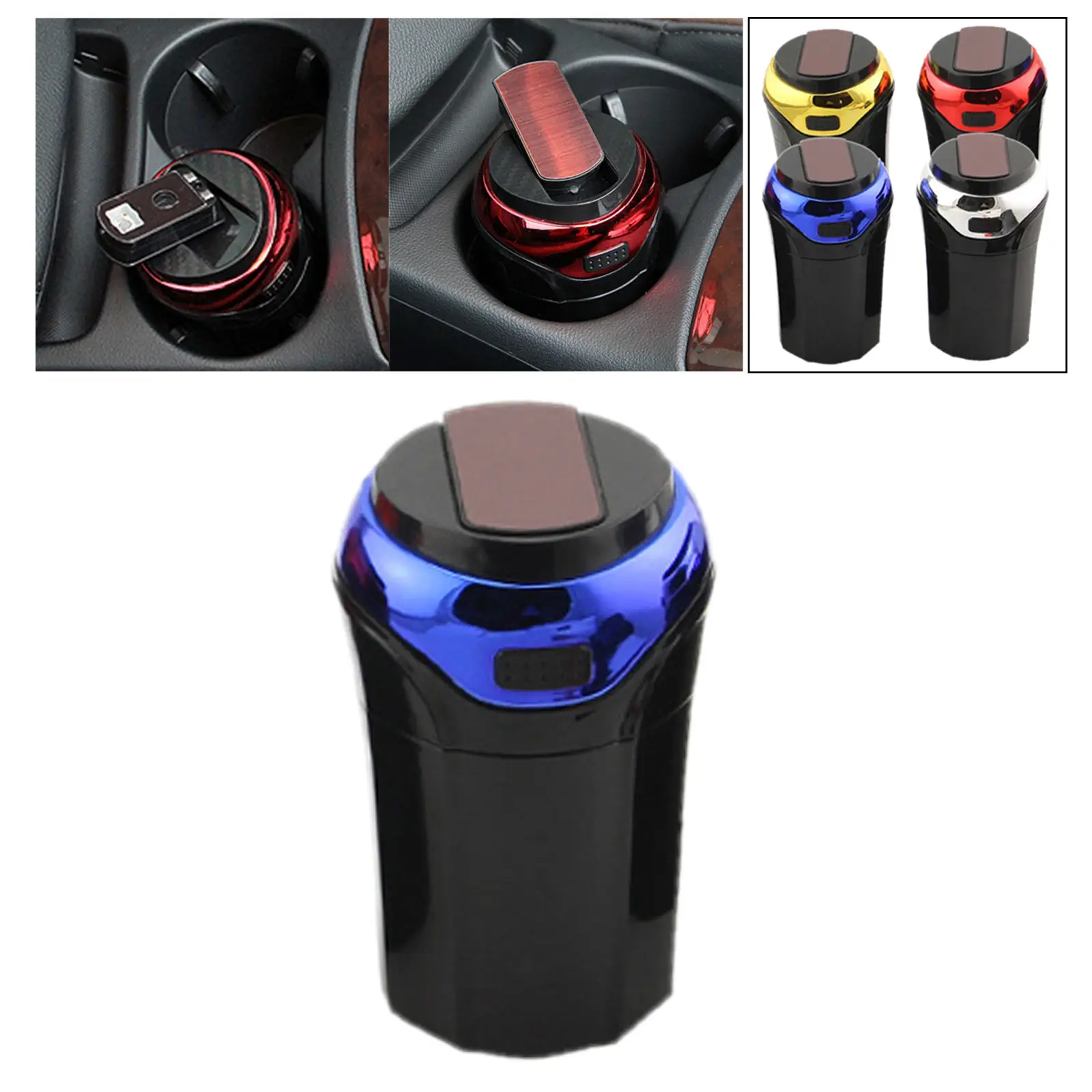 1PCS Portable Car Ashtray Storage Cup Container Cigar Ash Cup Holder with Lid Black Car Styling Universal