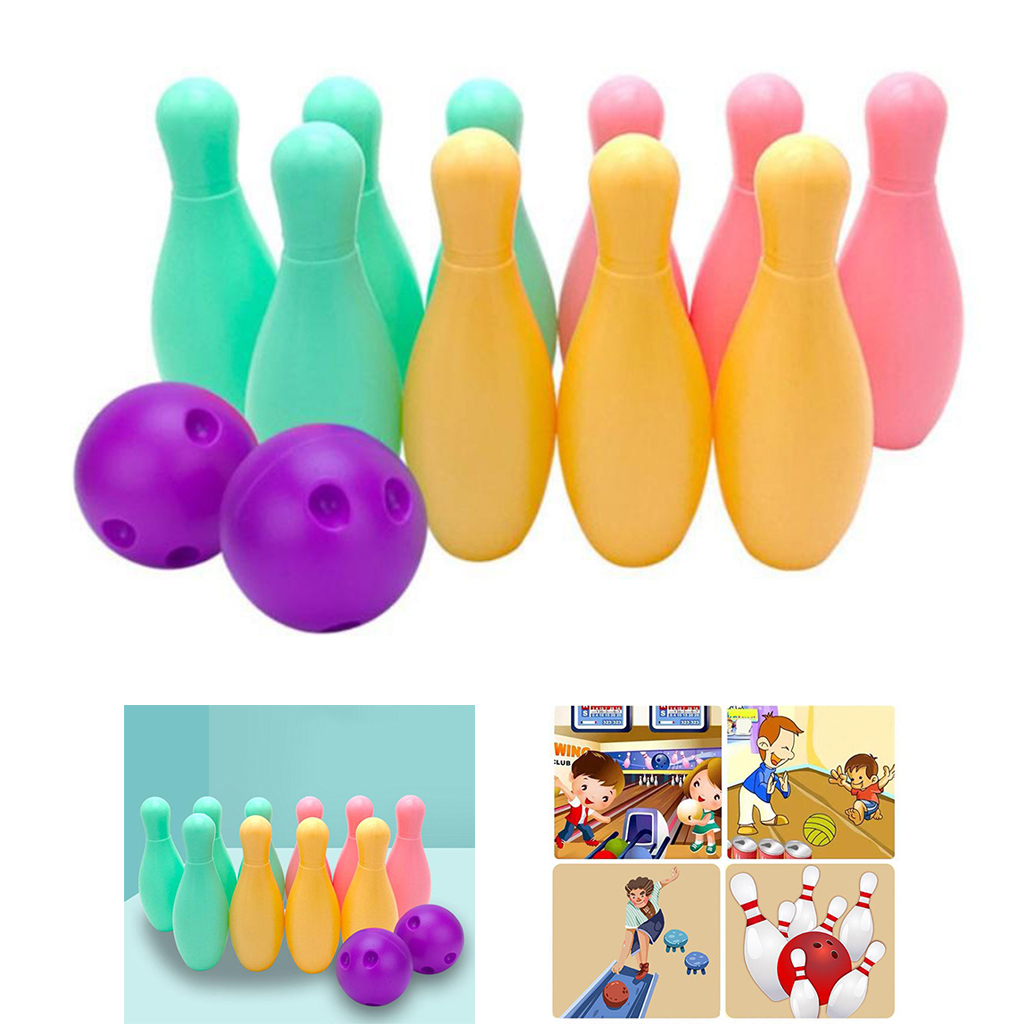 Multi-Color Plastic Bowling Balls Playset for Kids Ages 3+ School-age Child Toy Games