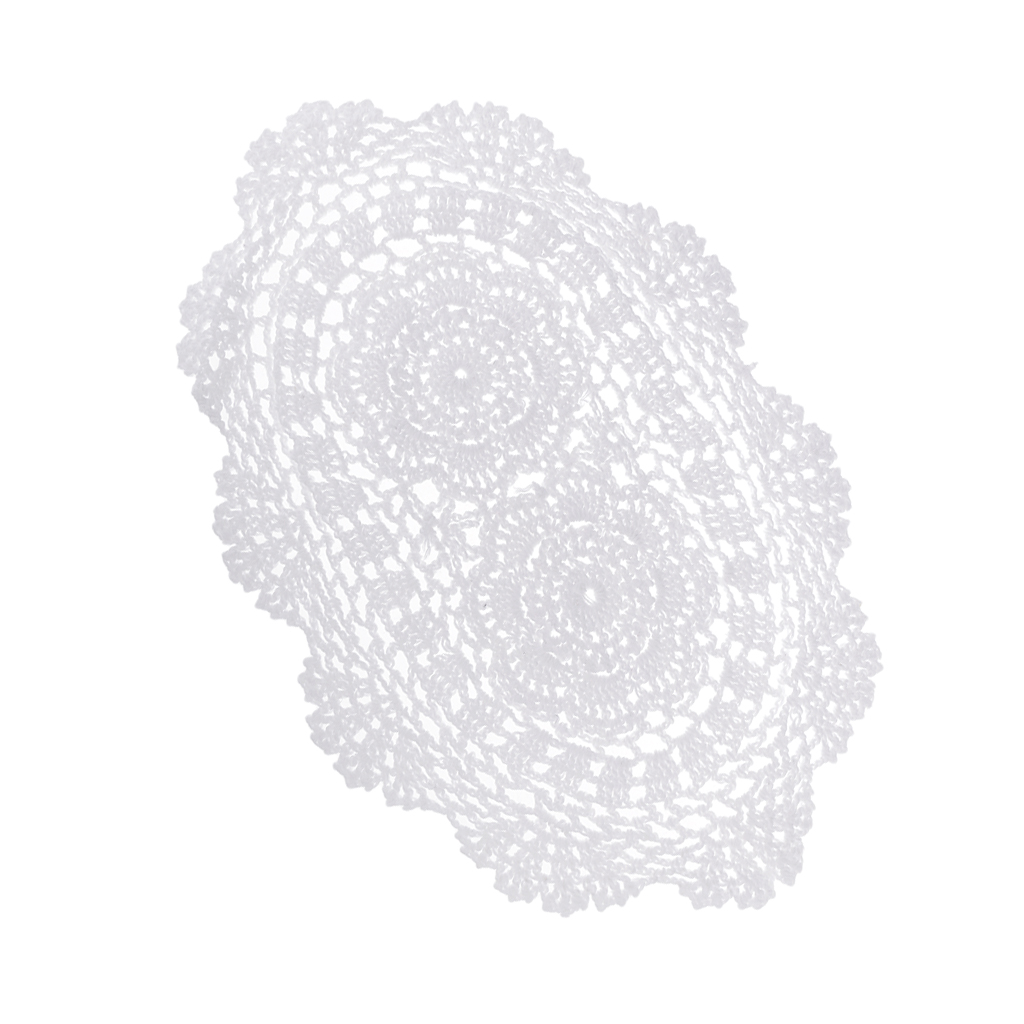 Lace Doily Crochet Doily Tablecloth Handmade Full Crochet Doily Coasters - 100% Cotton, Oval, White