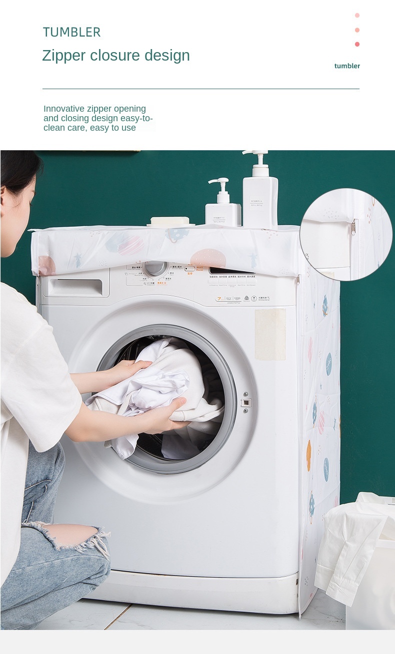 Description Picture 6 of itemPEVA Sunscreen Dust Proof Cover Washing Machine Cover Waterproof Case Washing Machine Protective Dust Jacket Front Top Open 2024