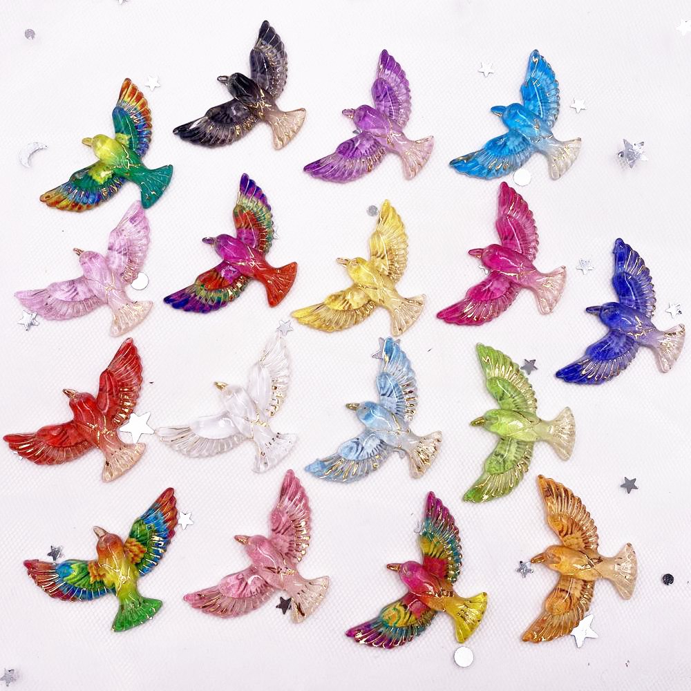 Neue glänzende bunte Vogel-Strassapplikationen mit flacher Rückseite zum Selbermachen, 1-Loch-Perlen, Hochzeitsdekoration, Heimhandwerk, Weihnachtsgeschenk, OD01 – Detail 3
