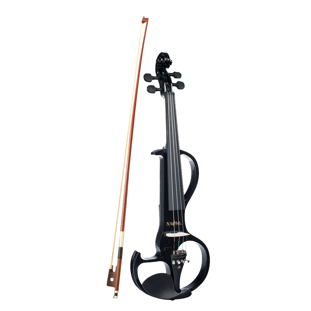 Electric Violin Set 4/4 Solid Wood Silent Violin, Fittings Ebony, Rosin, Storage Cases