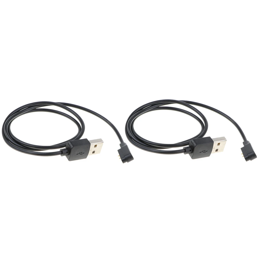 2x Replacement USB 2 Pin Portable Magnetic Charger Charging Cradle Cable for Smart Watch Black