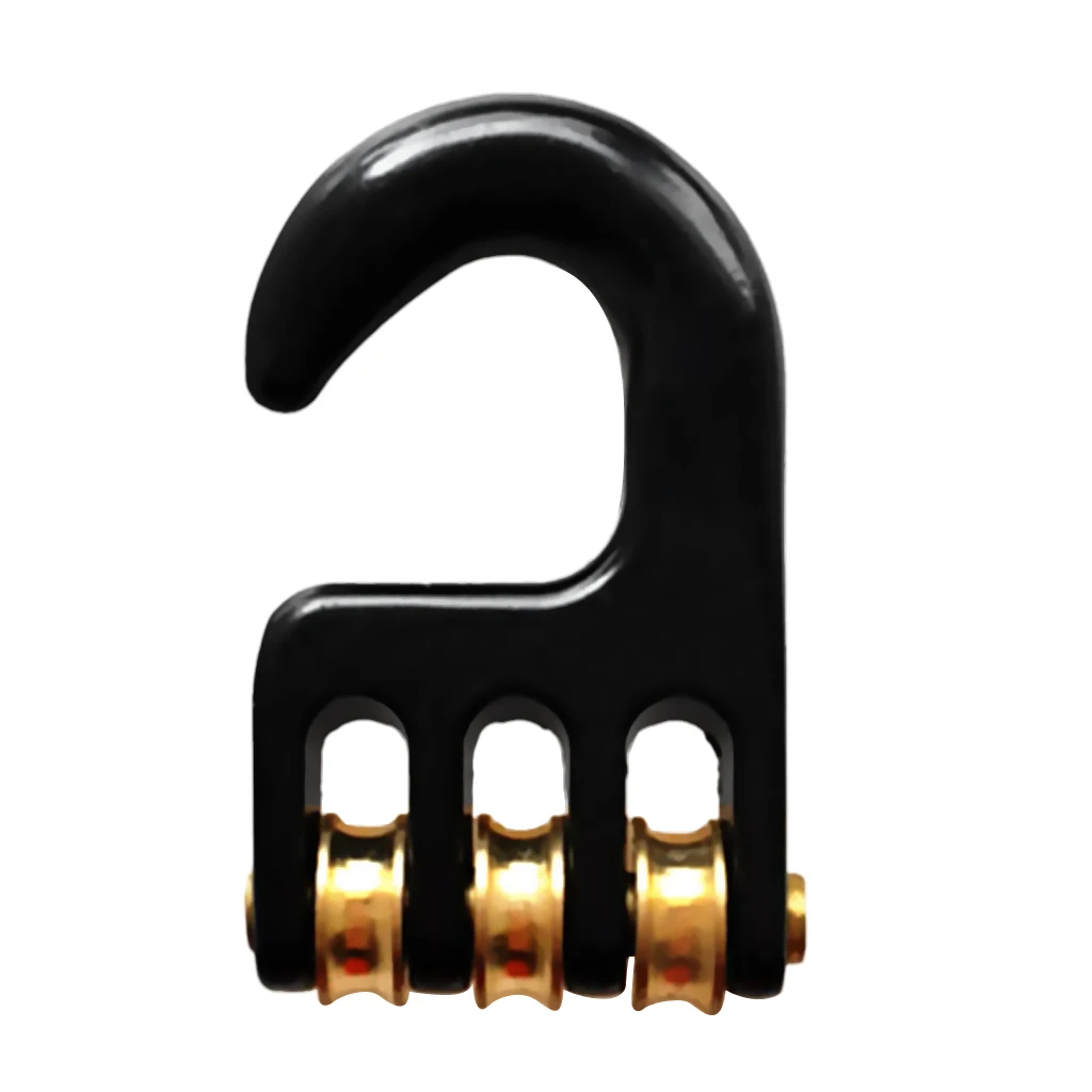 Windsurf Black Pulley Hook 3 Rollers Aluminium Alloy Sturdy & Water Sports Long Lasting Windsurfing Pulley Hook