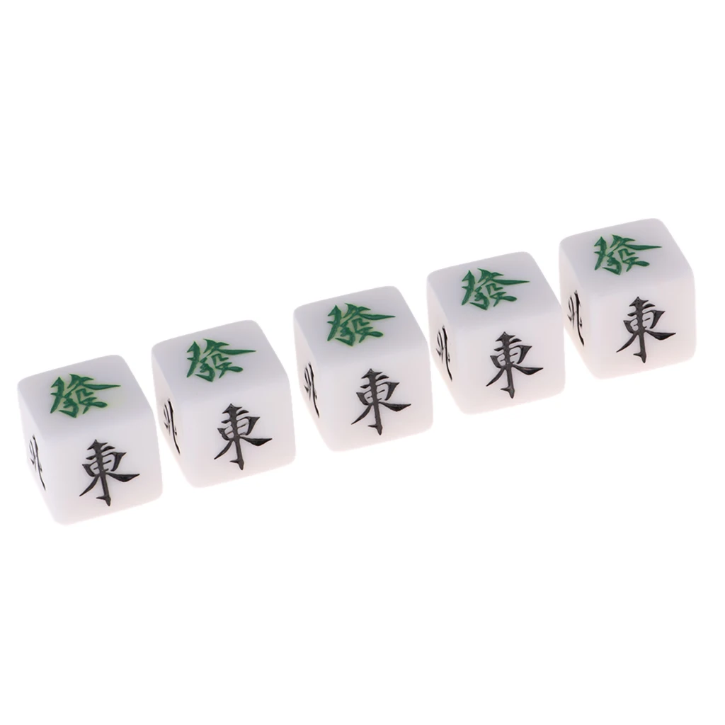 5 Pieces Acrylic Dice Wind Directions Designed Mahjong Accessory Dice Set