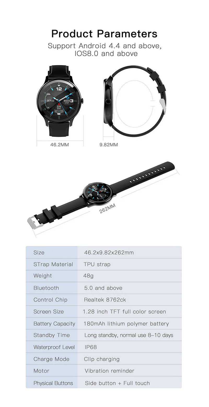 G28 Smart Watch Fashion Sport Waterproof Watch Heart Rate Monitor 1.28 ...