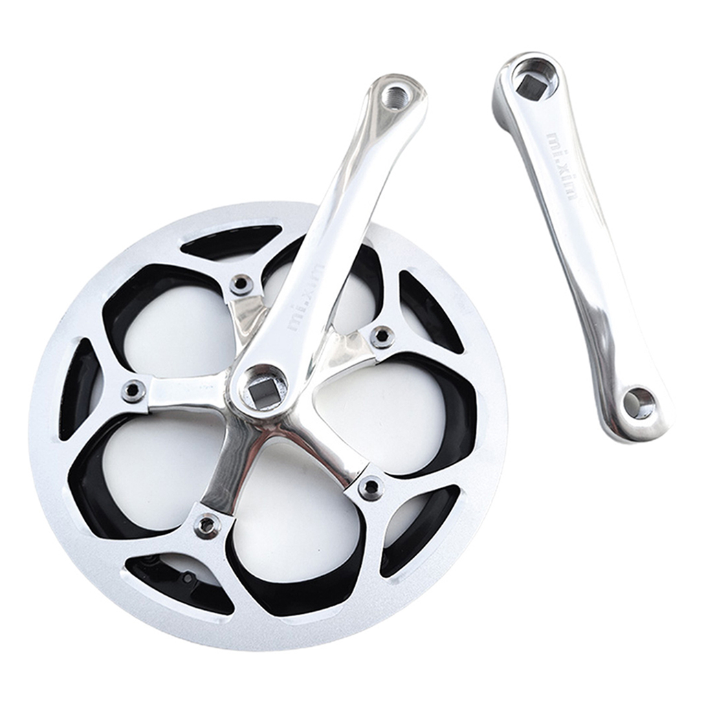 Bike Crankset Set 53T 170mm Crankarms 130 BCD Bicycle Crank Set Chain Ring Wheel Guide