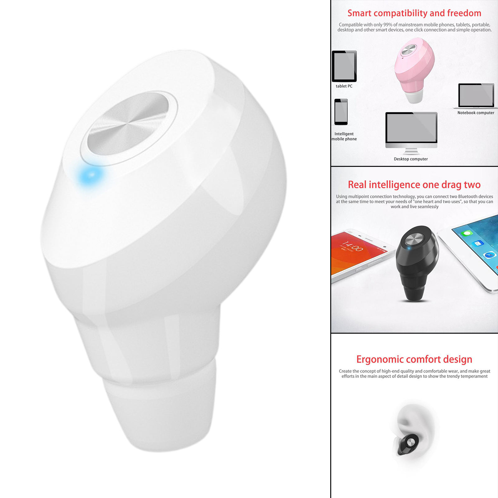 Earbuds Cordless Mini Small Ear Canals Sport Gaming Immersive Headphone for Samsung Apple Xiaomi Smartphone Mobile Phones