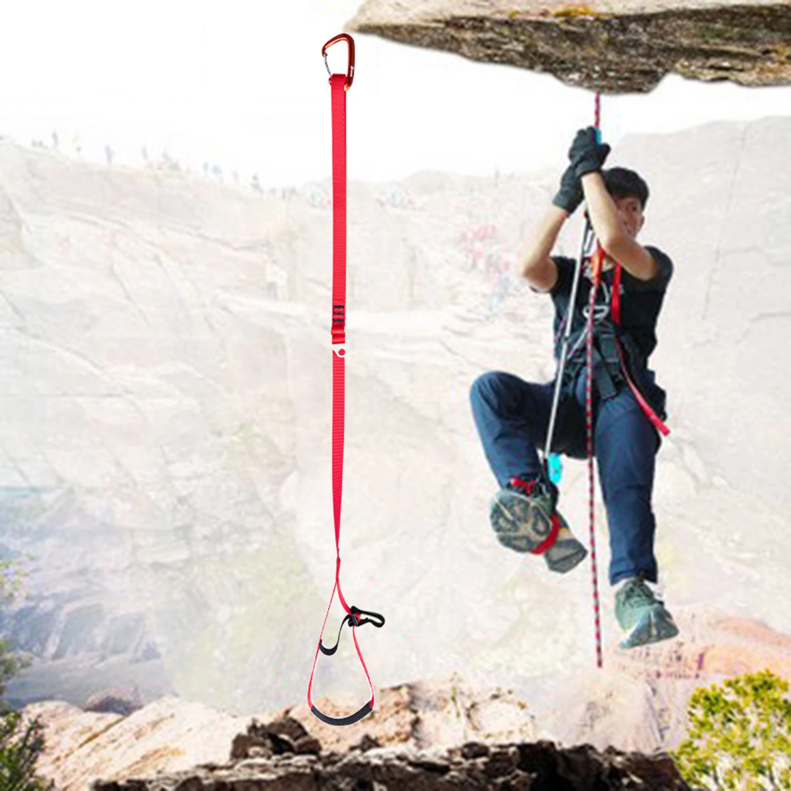 Adjustable Foot Ascender Sling Webbing Loop for Rock Climbing Mountaineering 