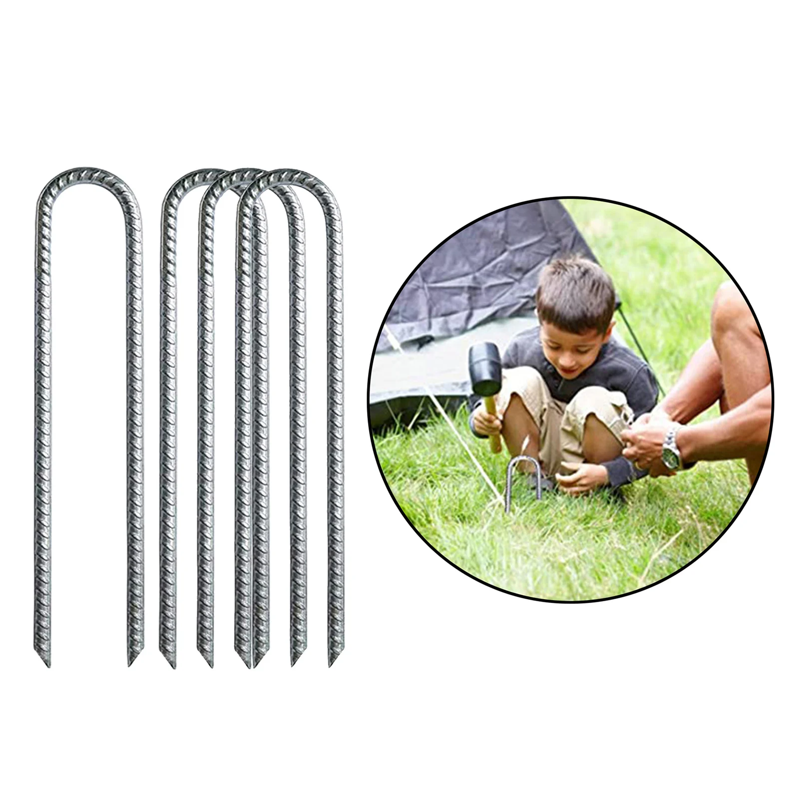 4 Pieces Trampoline Stakes Galvanized Wind Ground Anchors Pegs for Outdoor Swing Bouncy Castles Accessories