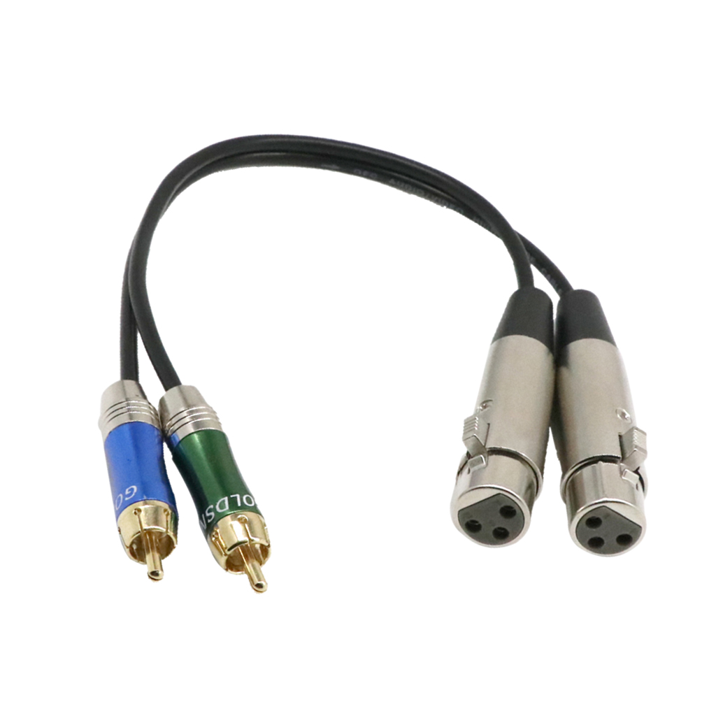Dual 2 RCA Male Plug To Dual XLR Female Adapter Spiltter Patch Cable Cord Audio Cable (1 Feet)