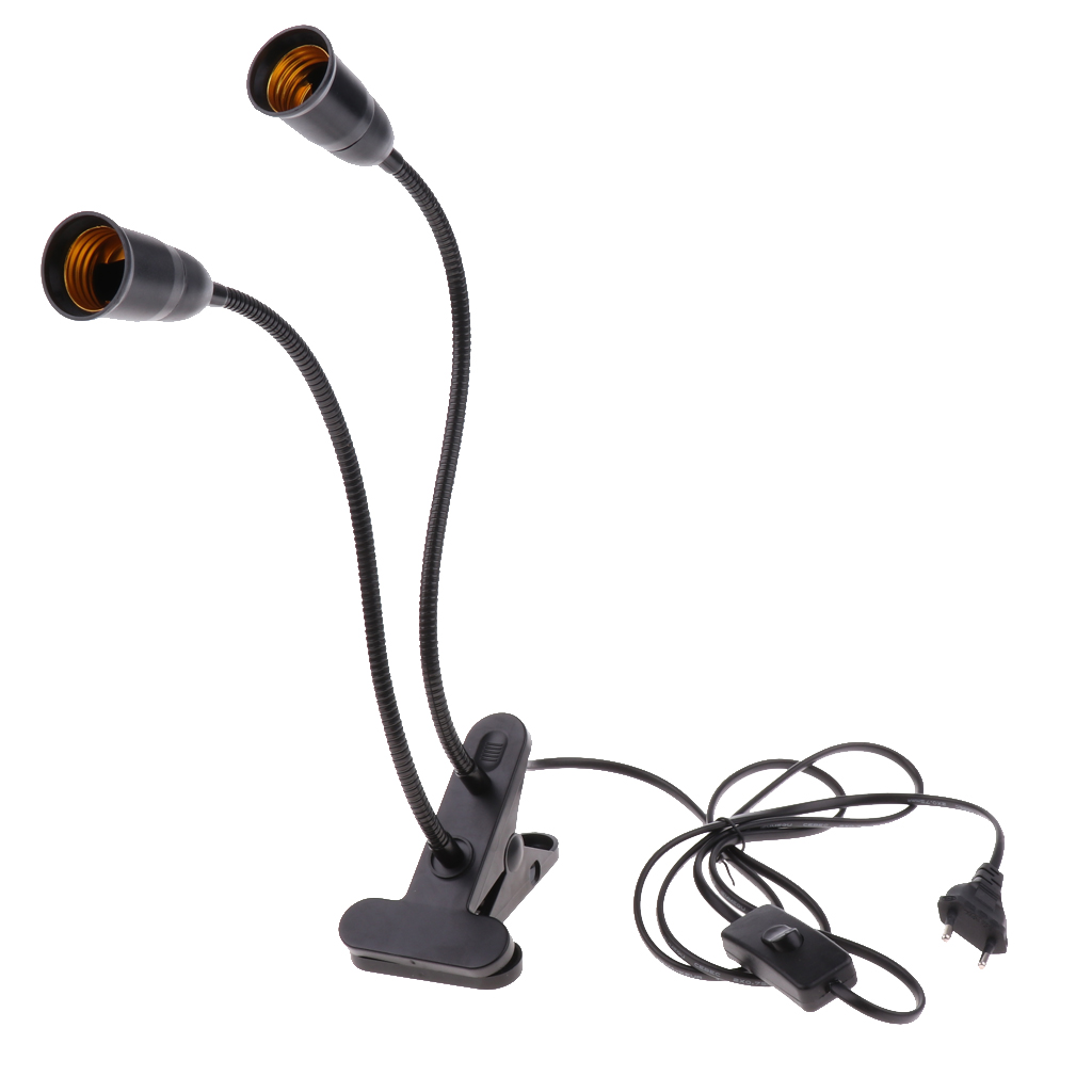 EU Plug E27 2-head Clip on Reading Light Base Desk Reading Lamp Socket