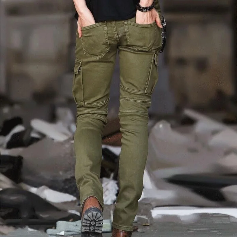 Voorschrift Uitvoerbaar Zwerver Jeans Men's Motorcycle Denim Pants | Men's Military Skinny Cargo Pants -  Men's Jeans - Aliexpress