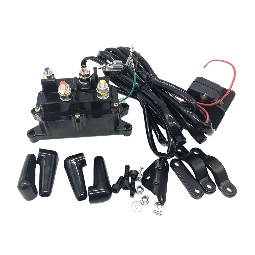 12V ATV Solenoid Relay Contactor + Winch Rocker Thumb Switch Wiring COMBO