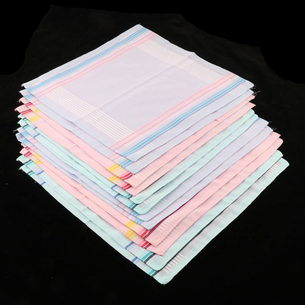 Pack of 12 Pure Cotton Handkerchiefs for Men in Assorted Colors