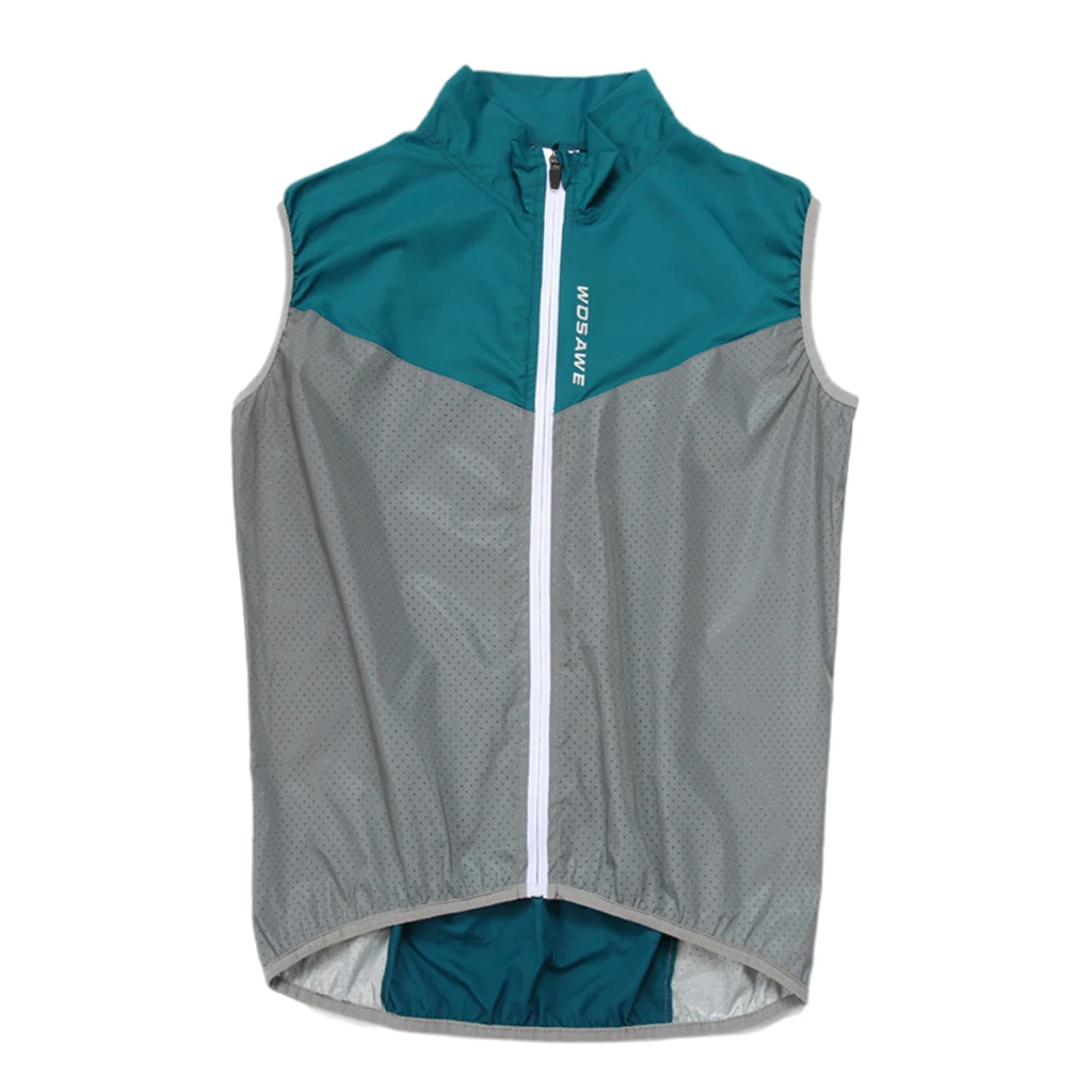 Reflective Men Cycling Vest Windproof Bike Bicycle Running Vest with Back Zipper Pocket Reflective Clothing