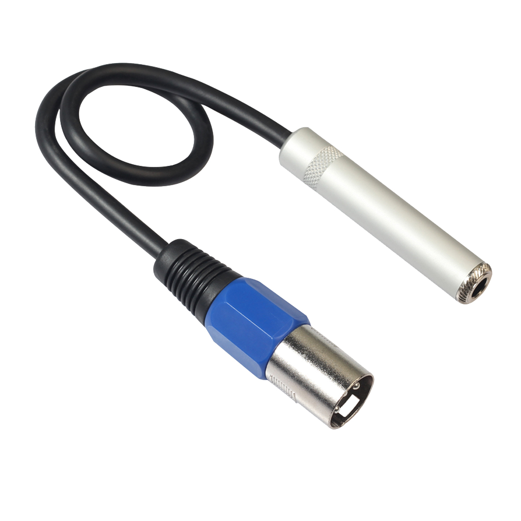 Stereo Audio 6.35mm Female Jack to 3-pin Male XLR Plug Cord 1ft 0.3 m