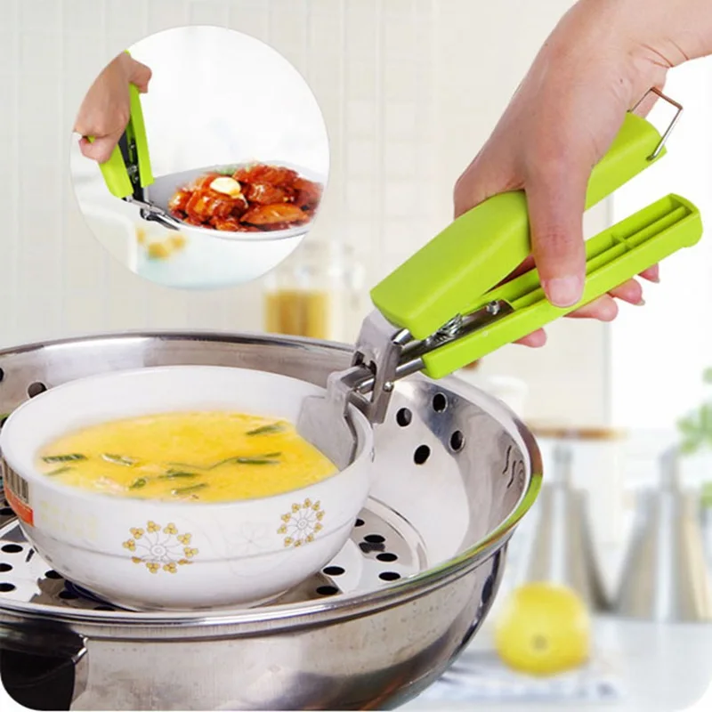 Hot-Bowl Clip Pot Dish Plate Anti-Scald Clamp Gripper Steel Tong-Tools U4L0