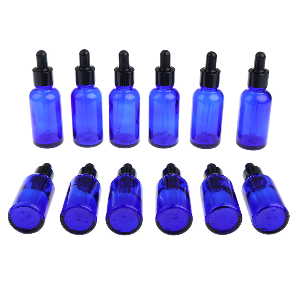 Pack of 12, Glass Dropper Bottles for Essential Oil (1 oz / 30ml)  Empty