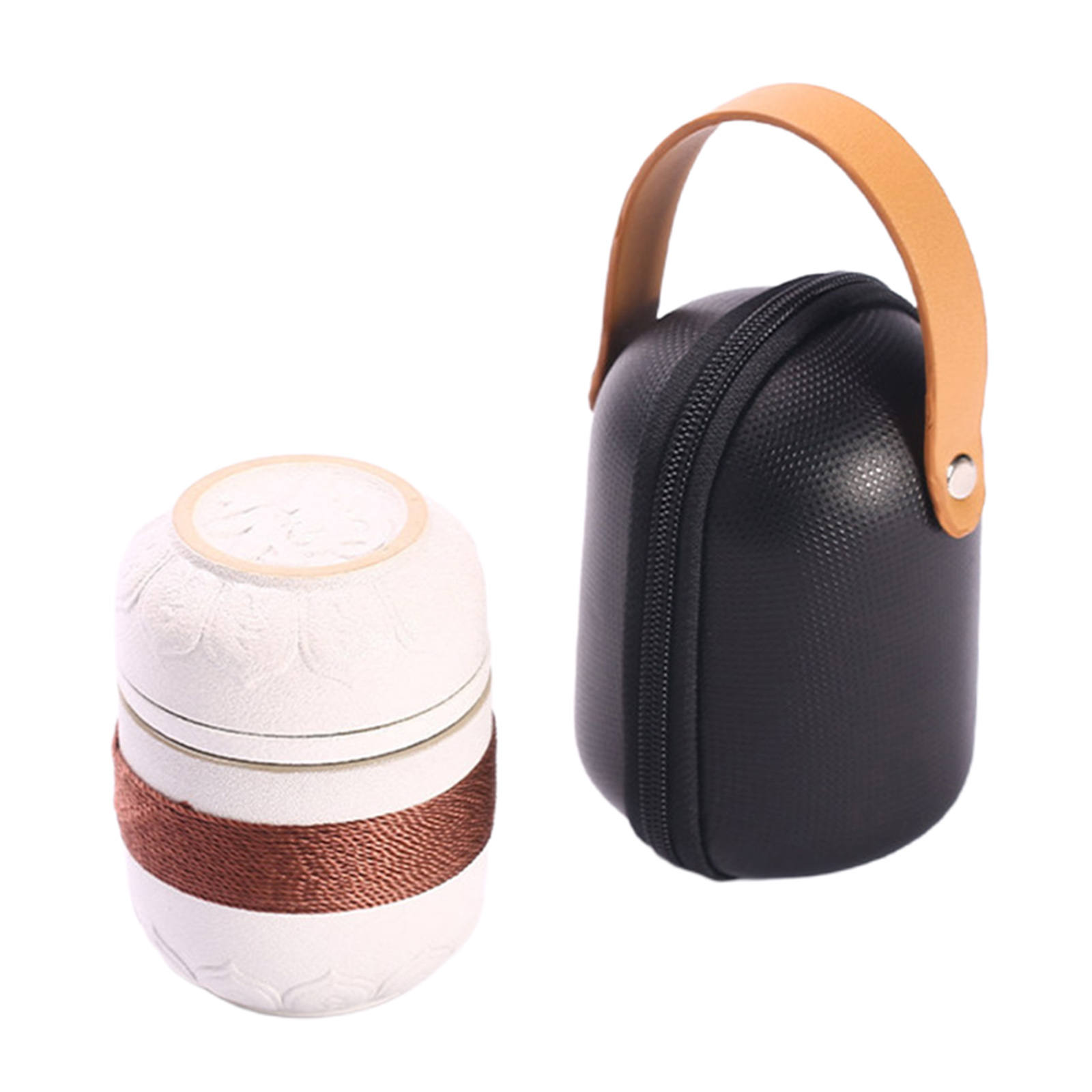 Portable Travel Tea Set Ceramic Crockery Gongfu Tea Infuser Handmade Teacups Tea Set Chinese Drinkware for Outdoor Trip Adults