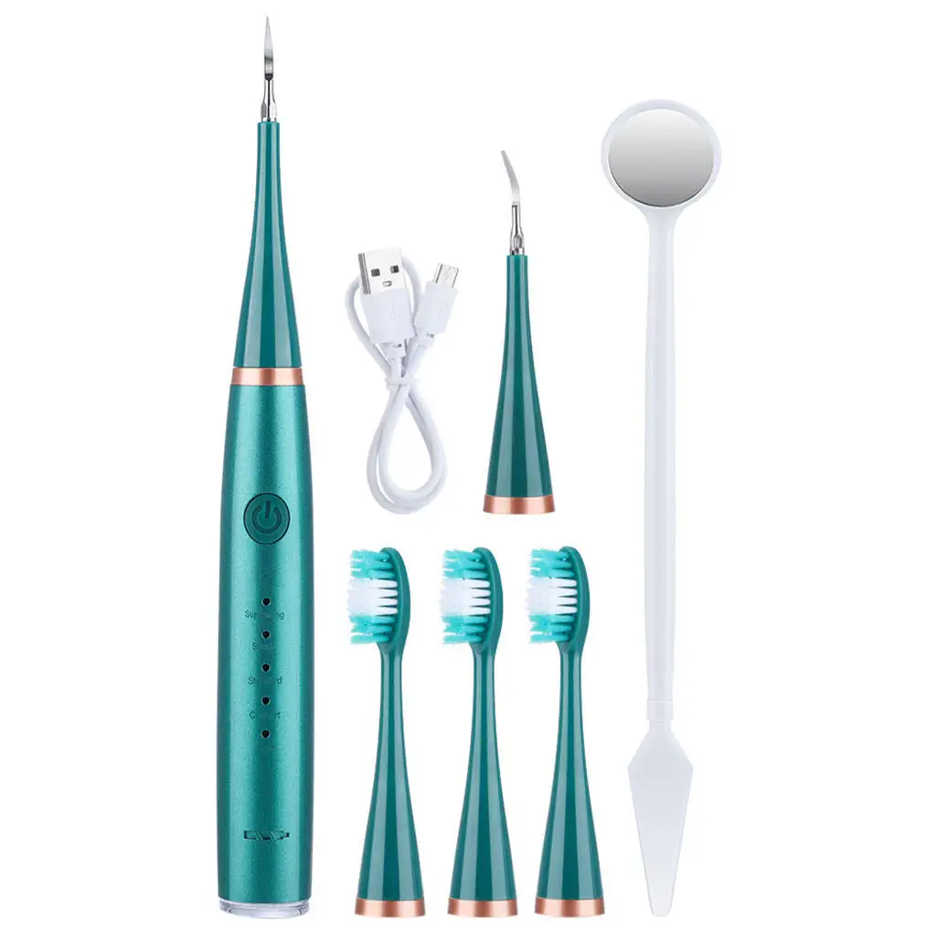Electric Toothbrush with 3 Replaceable Clean Heads Tartar Tooth Cleaner Tool Multifunction for Household Teeth Whitening