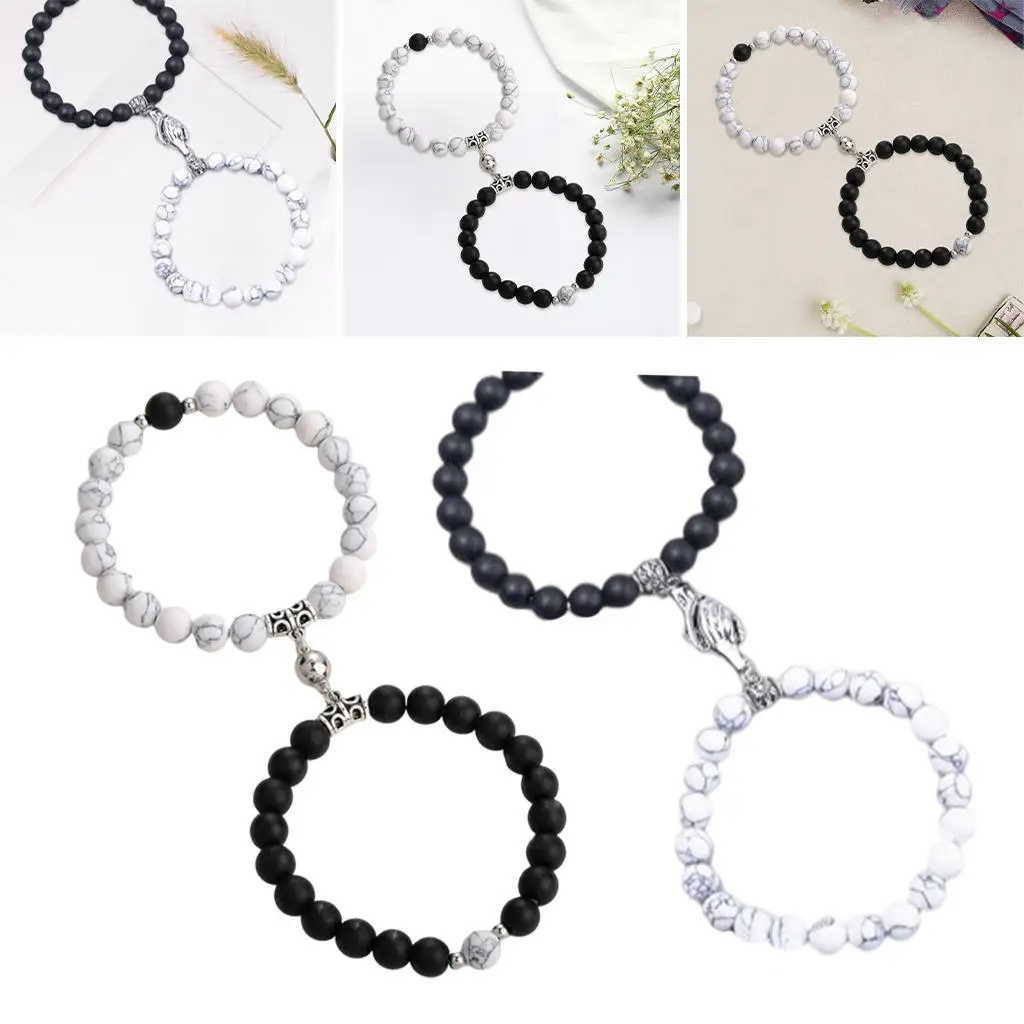 2Pcs Couples Magnetic Bracelets Matching Relationship Charms Connect Jewelry for Gifts