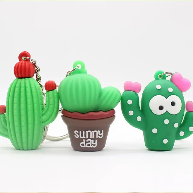 Portachiavi Cactus creativo ciondolo sacchetto di plastica morbida pianta  verde in vaso Pvc Cactus regalo accessori portachiavi all'ingrosso