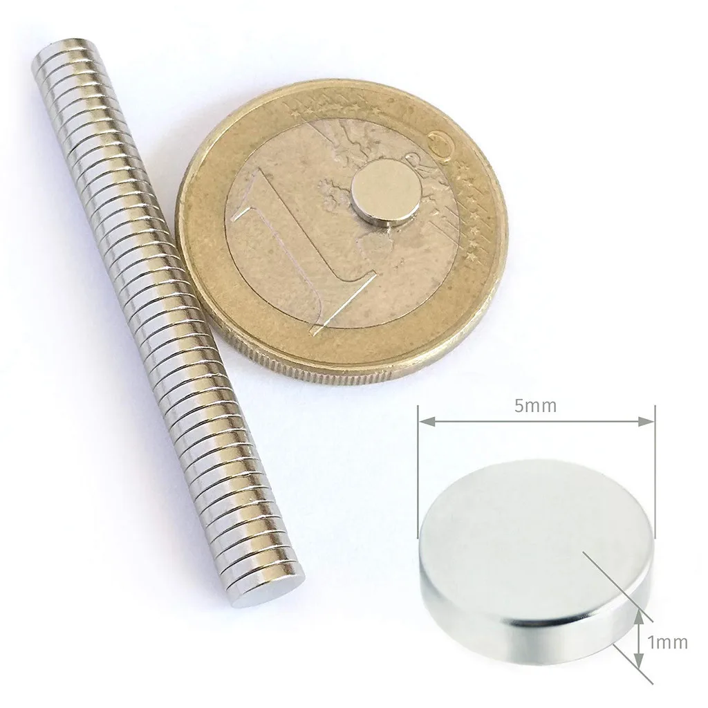 50 Pcs Neodymium Magnet 5mm*1mm N35 NdFeB Strong Round Disc Magnets Rare-Earth Neodymium Permanent Magnet imanes Refrigerator