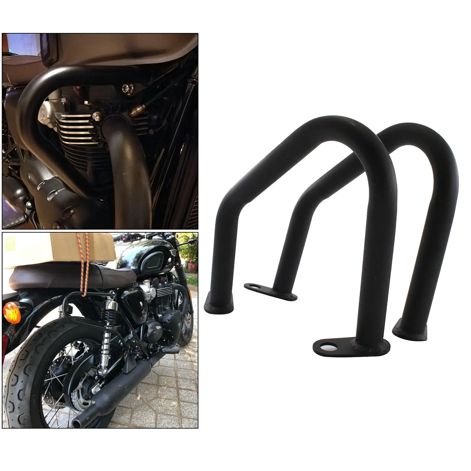 2x Black Motorcycle Engine Guard Protector Crash Bars Replacement For  Thruxton 1200 2016-2019