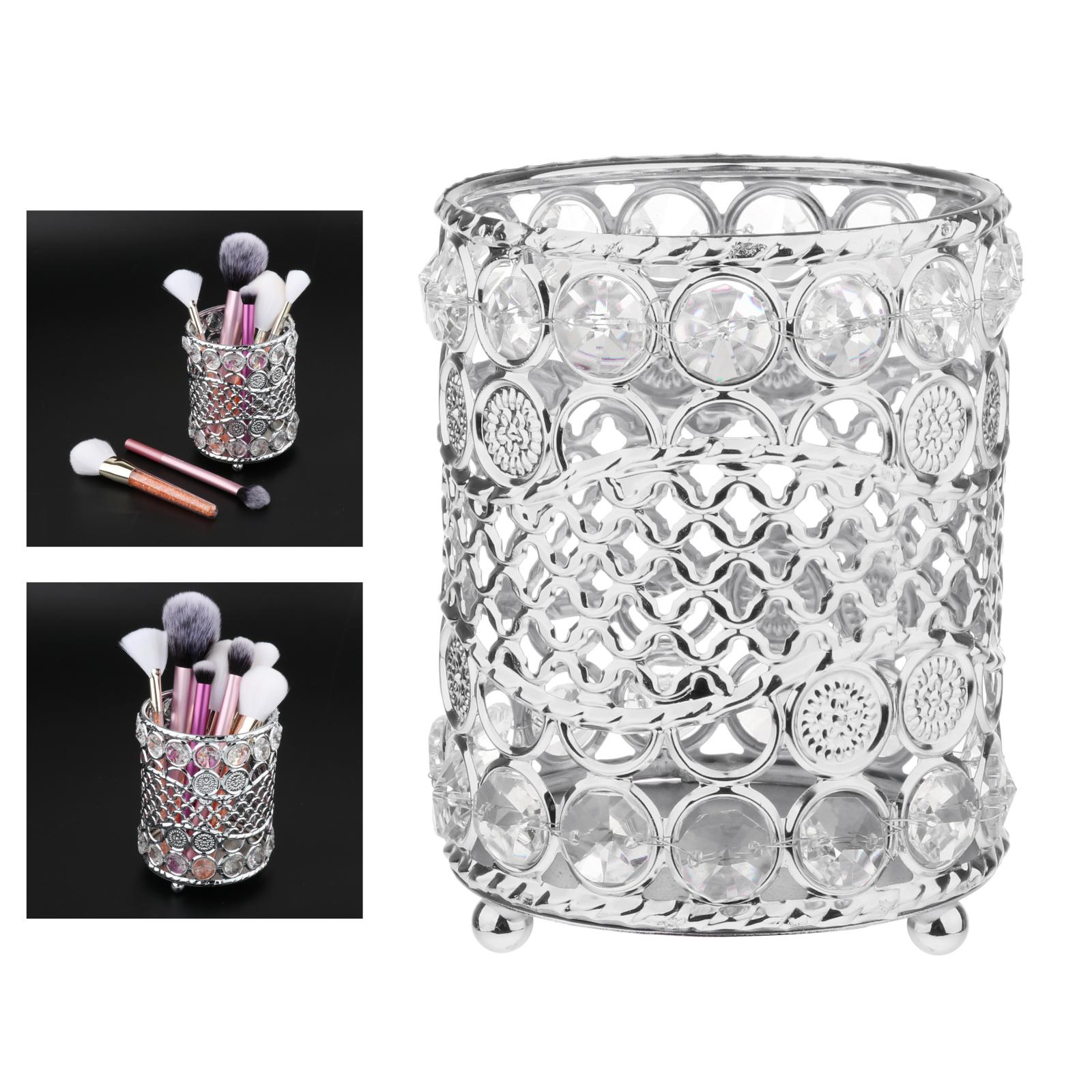 Crystal Makeup Brush Holder Organizer Container Vanity Bathroom Office Decor