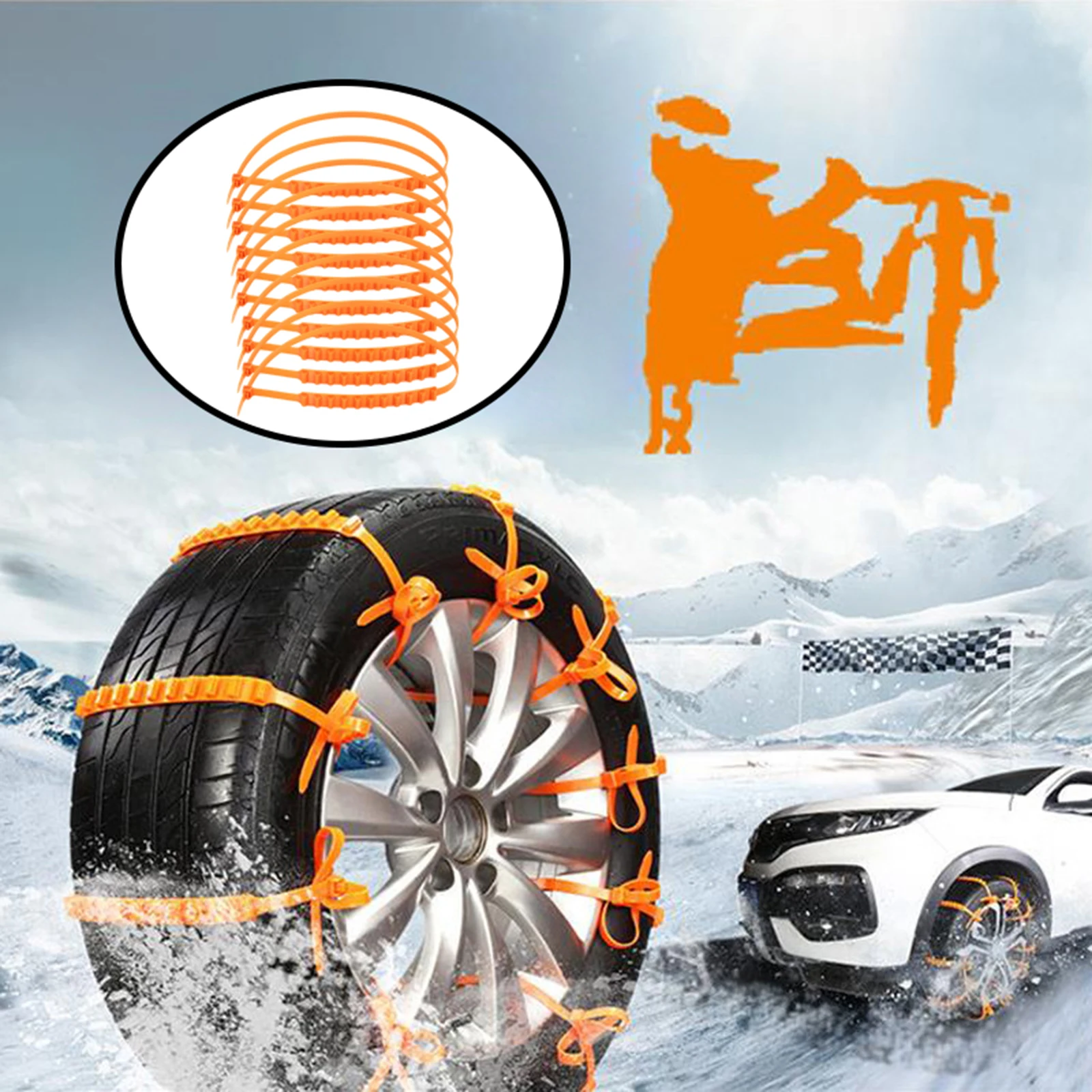 10Pcs Car Winter Tire Wheels Snow Chains Snow Tire Anti-skid Chains Wheel Tyre Cable Belt Winter Outdoor Emergency Chain STC01