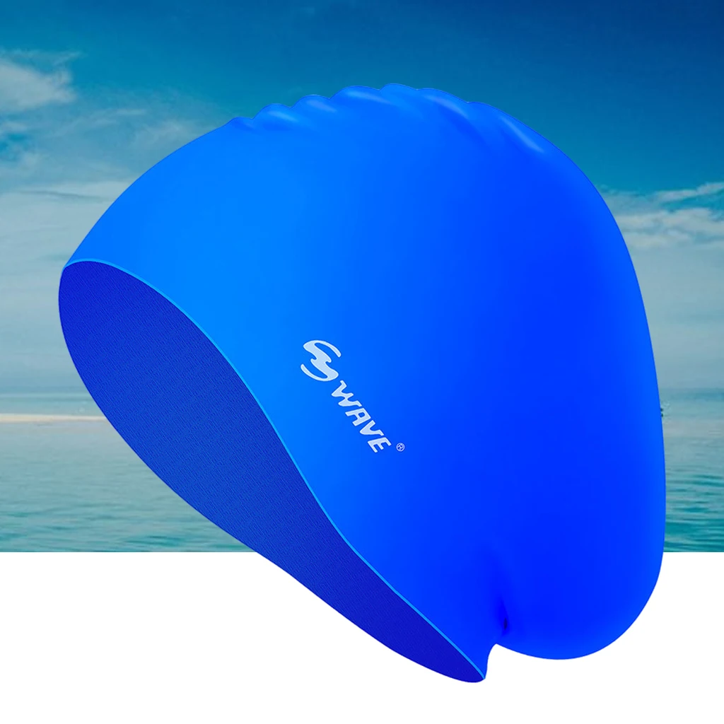 Silicone Long Hair Swim Hat Ear Protection Bathing Swimming Hat Unisex Adult Easy to Put On and Off