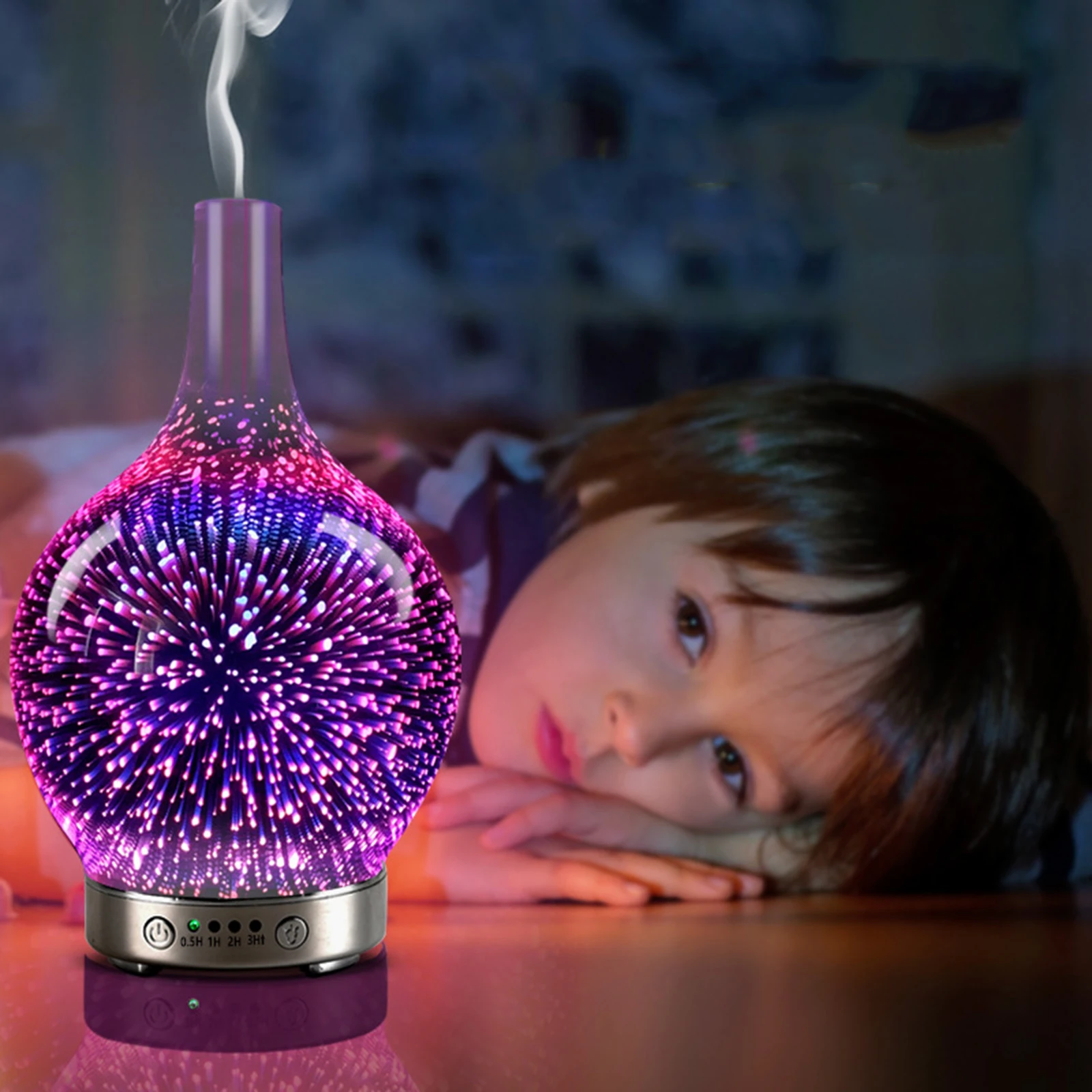 3D Essential Oil Diffuser Quiet Aromatherapy Humidifier Cool Mist with 7 Color Changing Night Light Auto Shut-Off Yoga Leisure