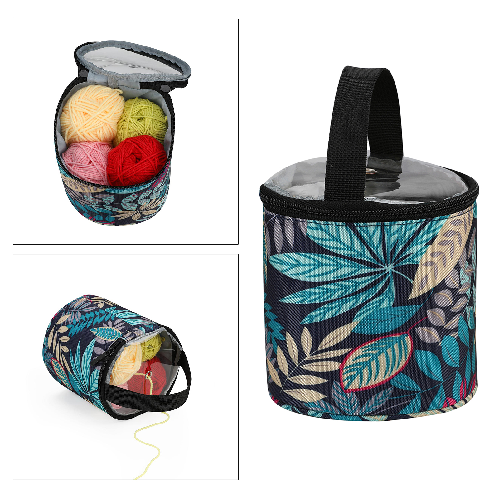 Travel Yarn Storage Bag, Knitting Organizer Tote for Protect Yarn and Prevent Tangling Knitting Accessories with Hole for Home