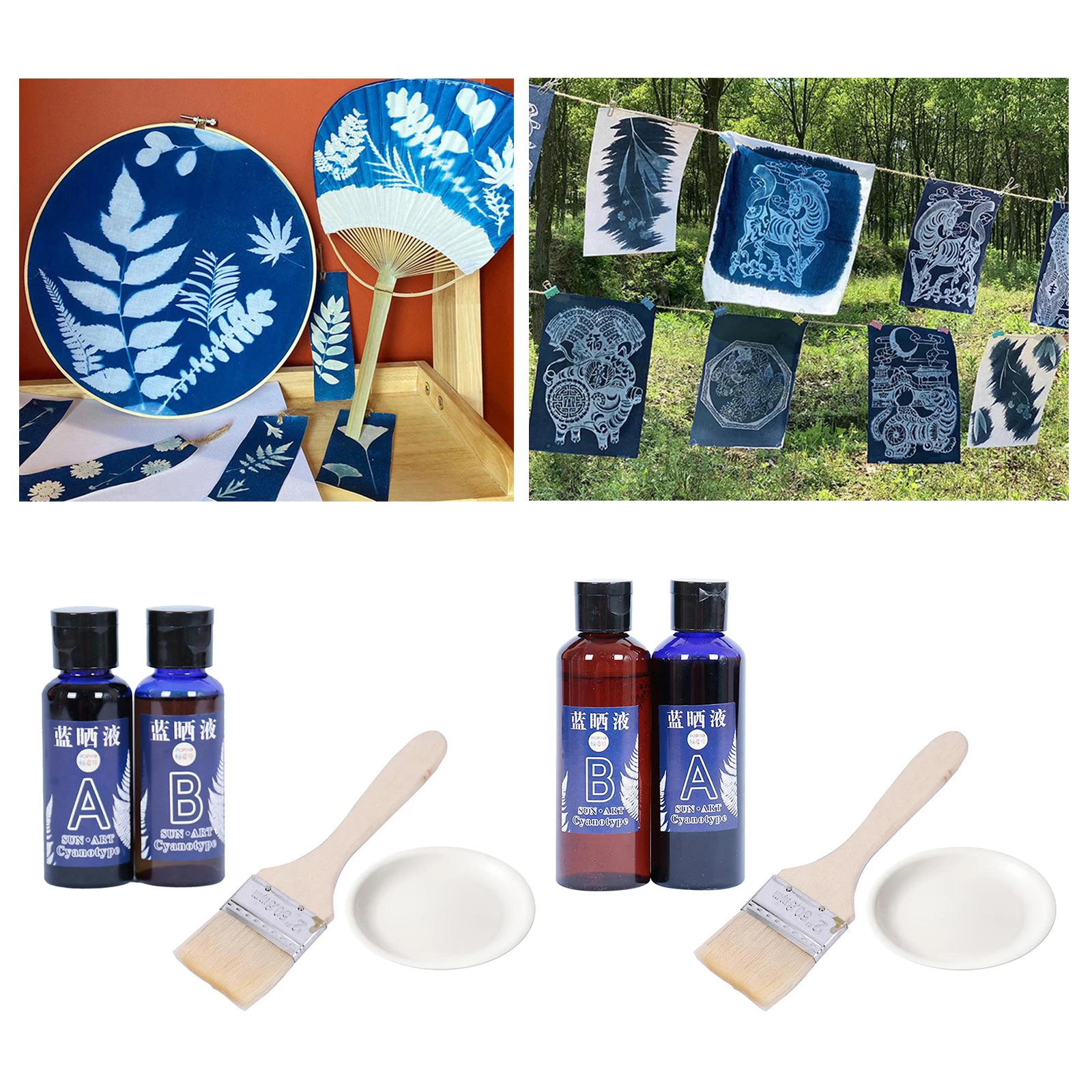 Cyanotype Kit for Sun Print Paper, with Brush Palette Gloves- for Sunography - Make Your Own Light Sensitive Paper, Solar Prints