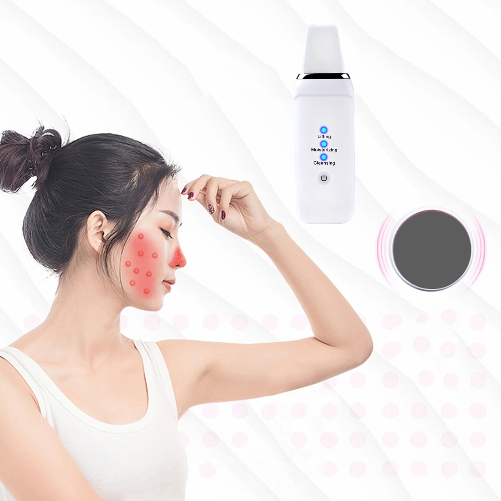 Ultrasonic Skin Scrubber Pore Cleaner with 3 Modes Face Beauty Lifting Tool