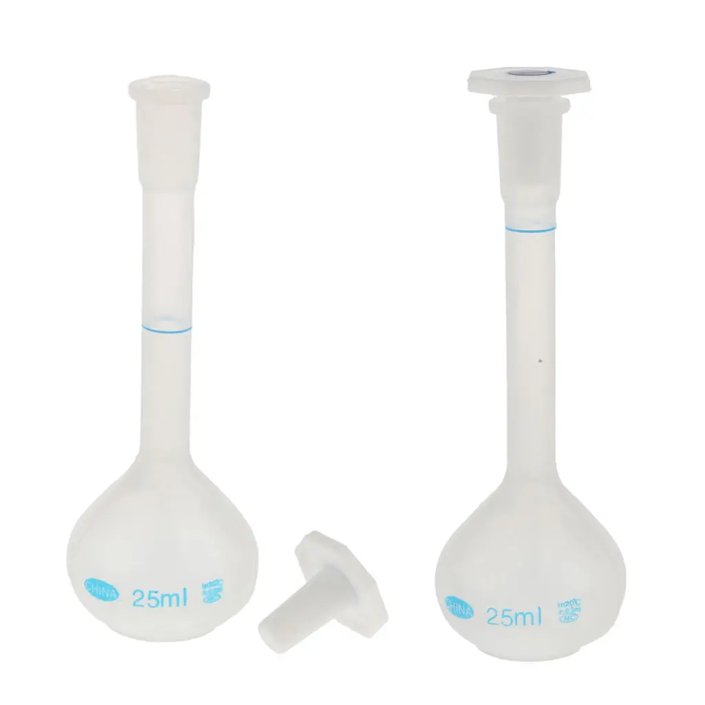 2 Pieces Laboratory Volumetric Flasks with Long Neck And Stopper, Thick Wall,