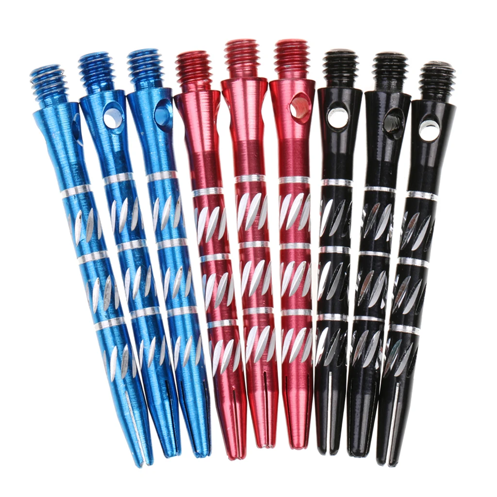 9 Pieces of Striped Carved Dart Shafts - Aluminum Alloy 3 Colors