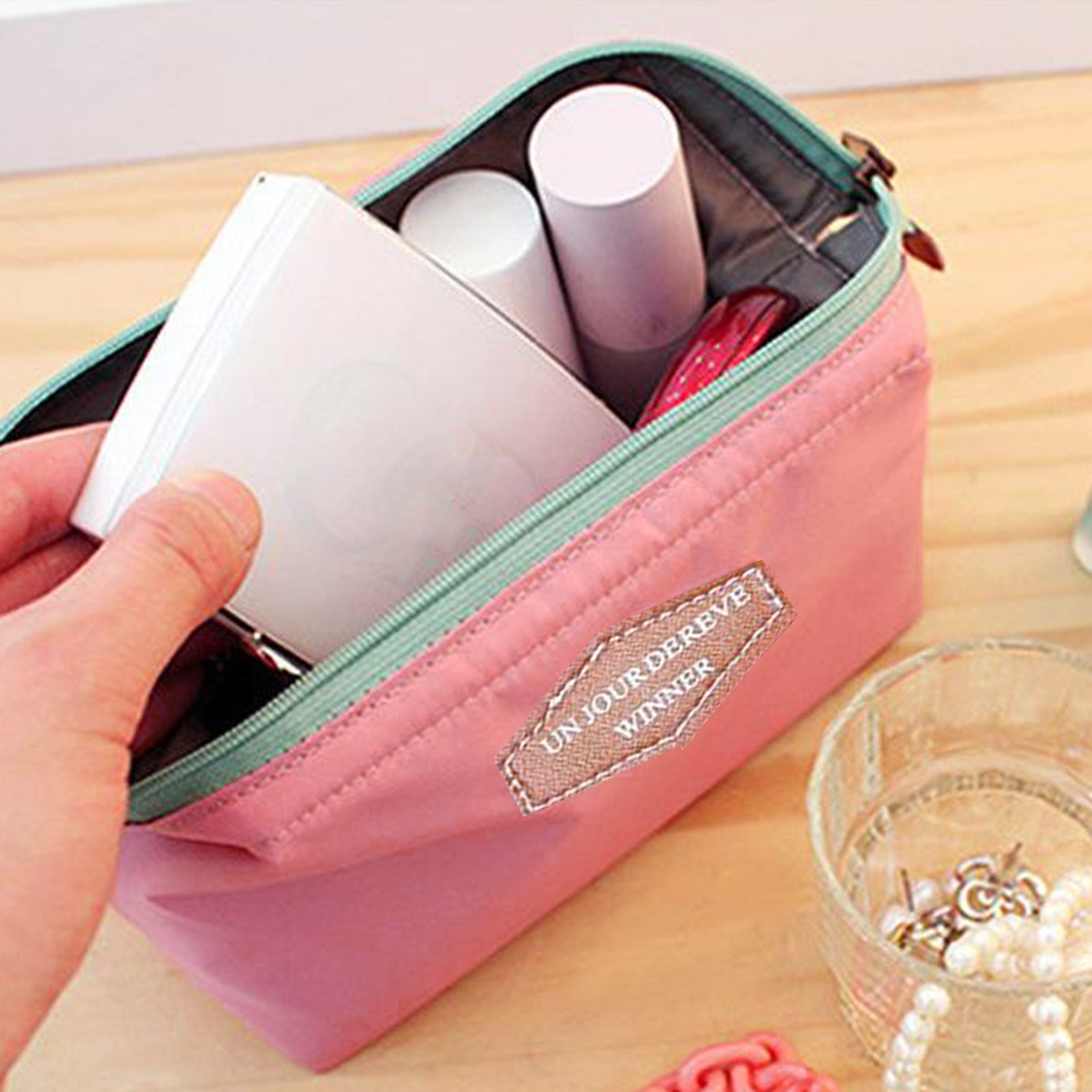 Womens Girls Funny Cotton Makeup Bag Cosmetic Bag Pouch Purse Zipper Handbag