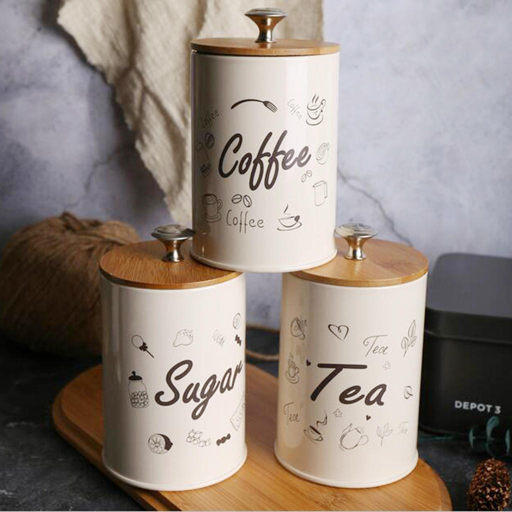 Creative Metal Kitchen Storage Spice Jars Set Dustproof Sealed Condiment Pot
