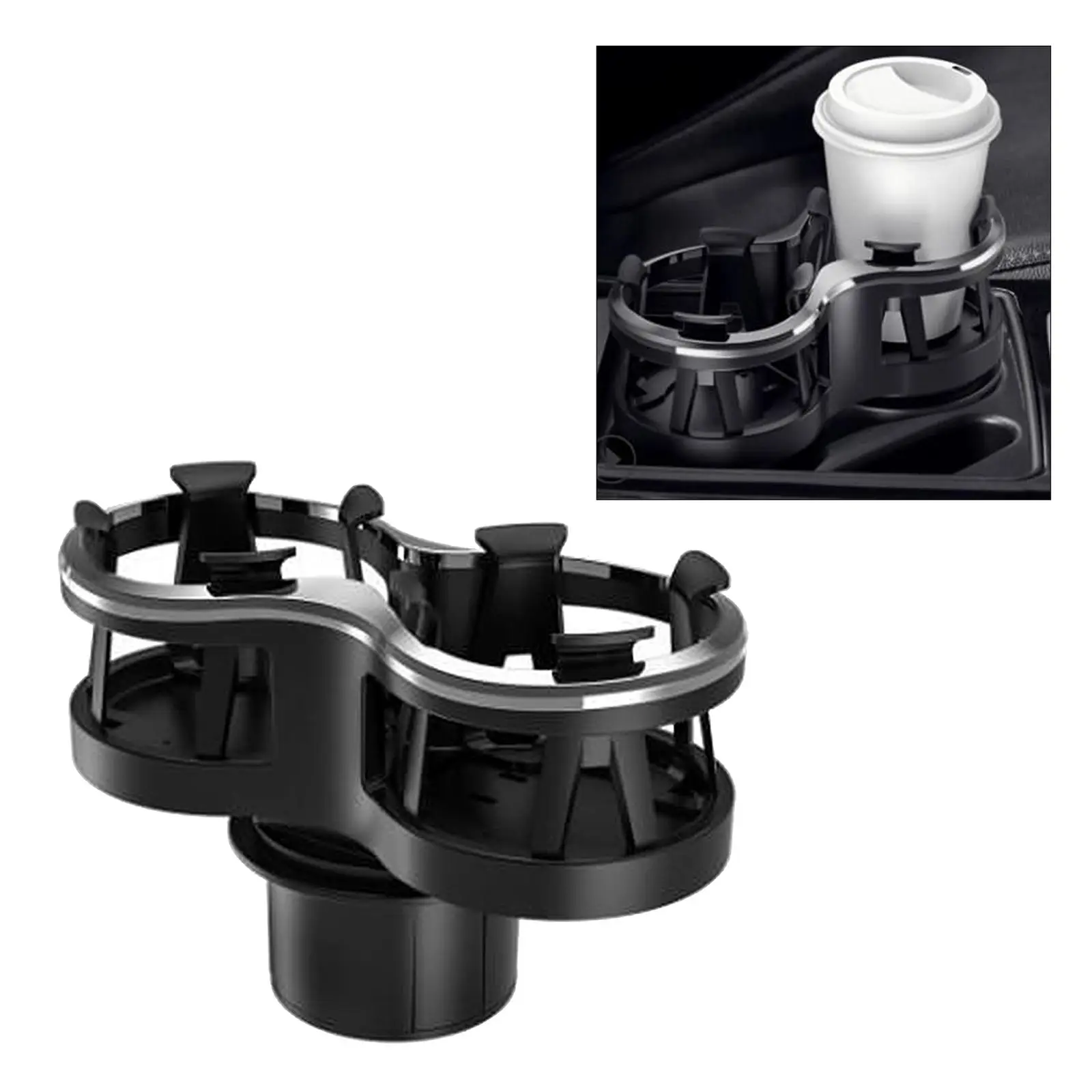 2 in 1 Design Automobile Water Bottle Holder Stand Double Hole Car Cup Holder Water Bottle Mount with Adjustable Base Universal